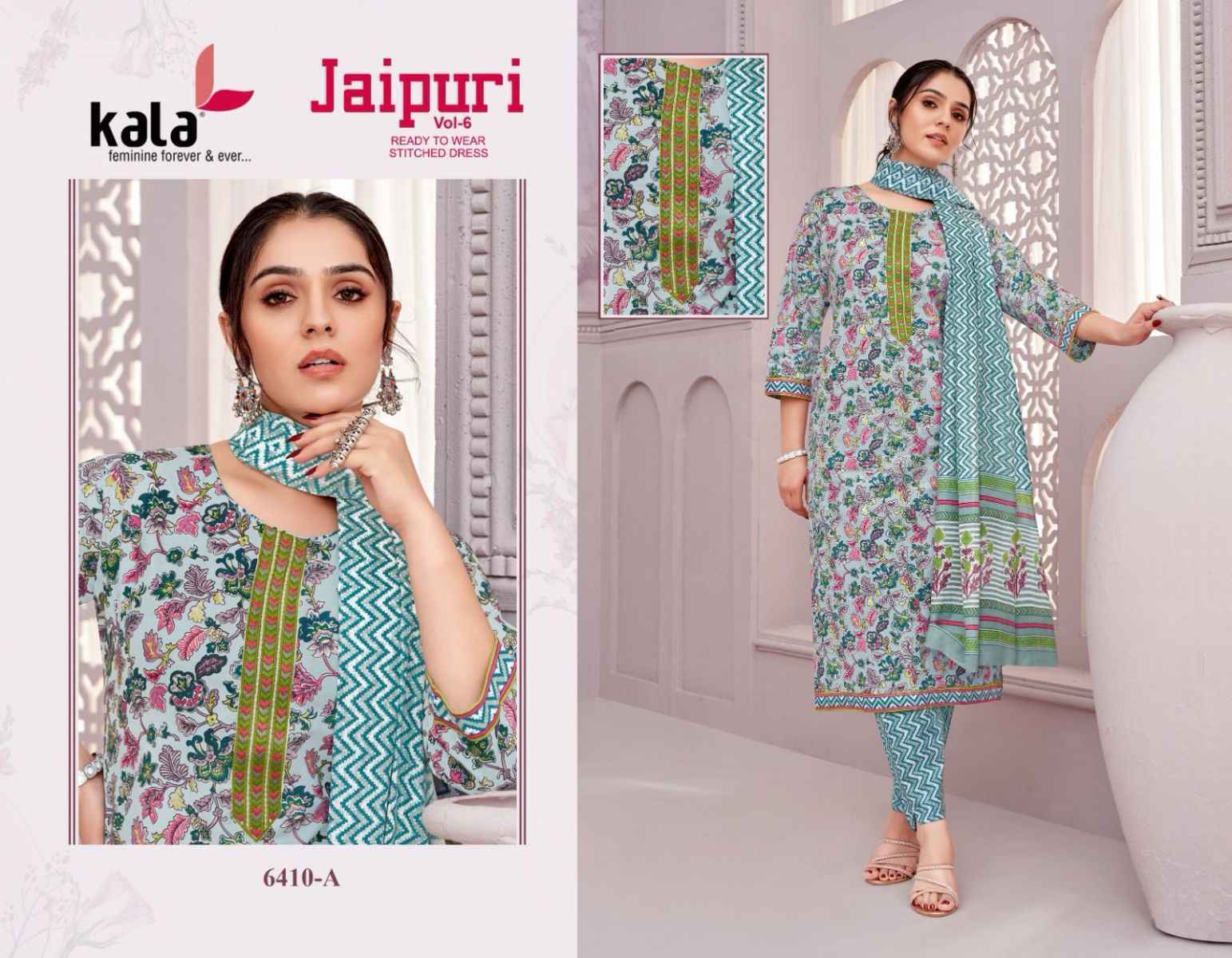 Kala Jaipuri Vol 6 Readymade Cotton salwar kameez wholesale price ( 12 pcs catalog )