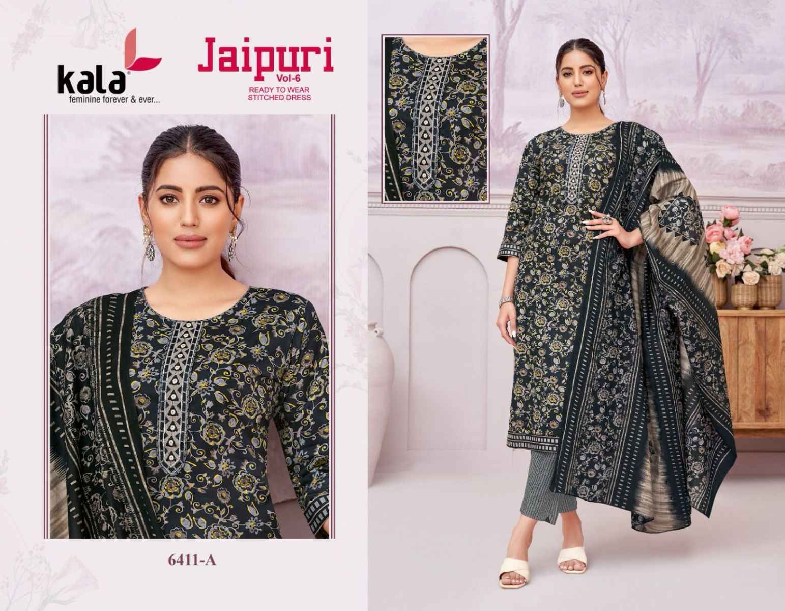 Kala Jaipuri Vol 6 Readymade Cotton salwar kameez wholesale price ( 12 pcs catalog )