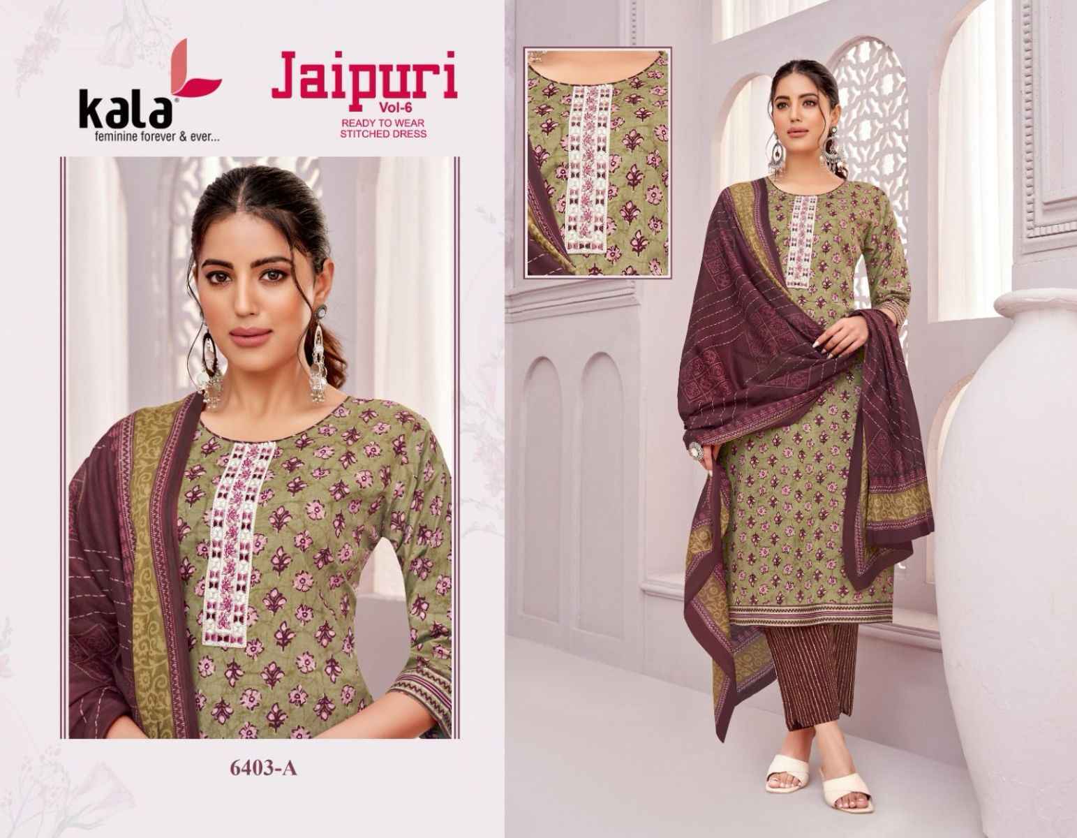 Kala Jaipuri Vol 6 Readymade Cotton salwar kameez wholesale price ( 12 pcs catalog )