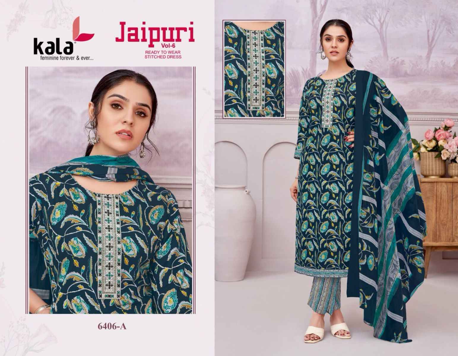 Kala Jaipuri Vol 6 Readymade Cotton salwar kameez wholesale price ( 12 pcs catalog )