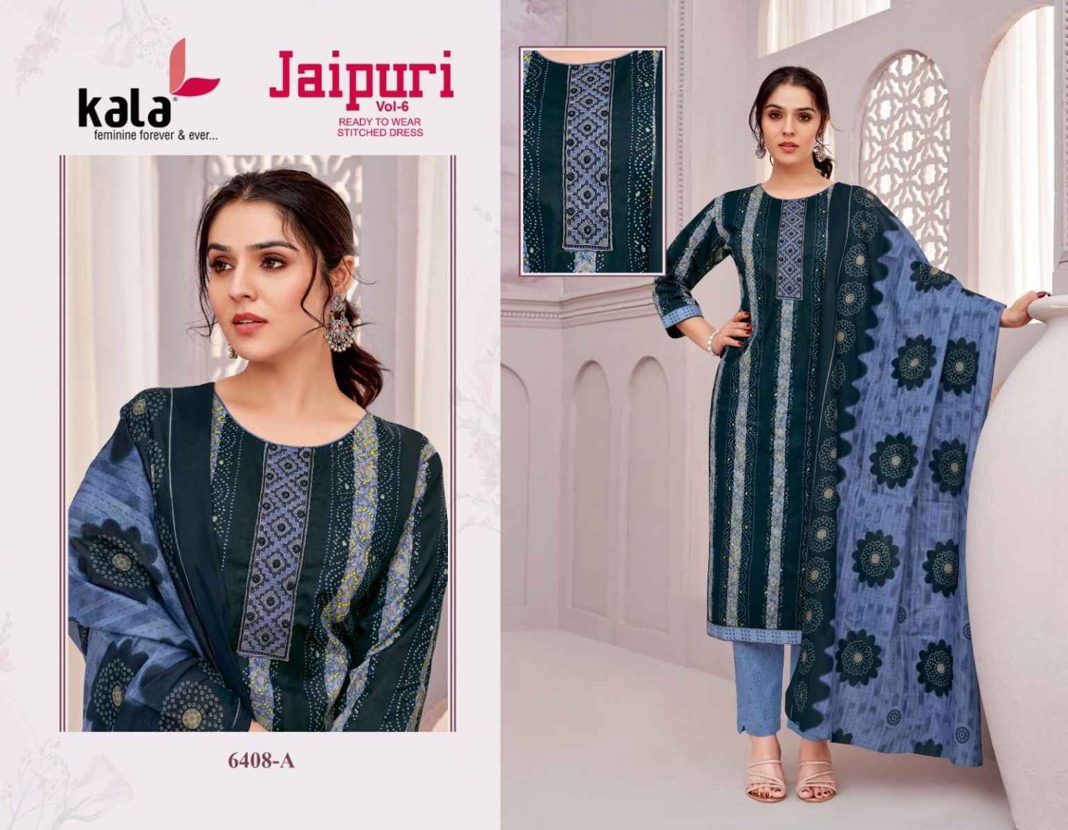 Kala Jaipuri Vol 6 Readymade Cotton salwar kameez wholesale price ( 12 pcs catalog )