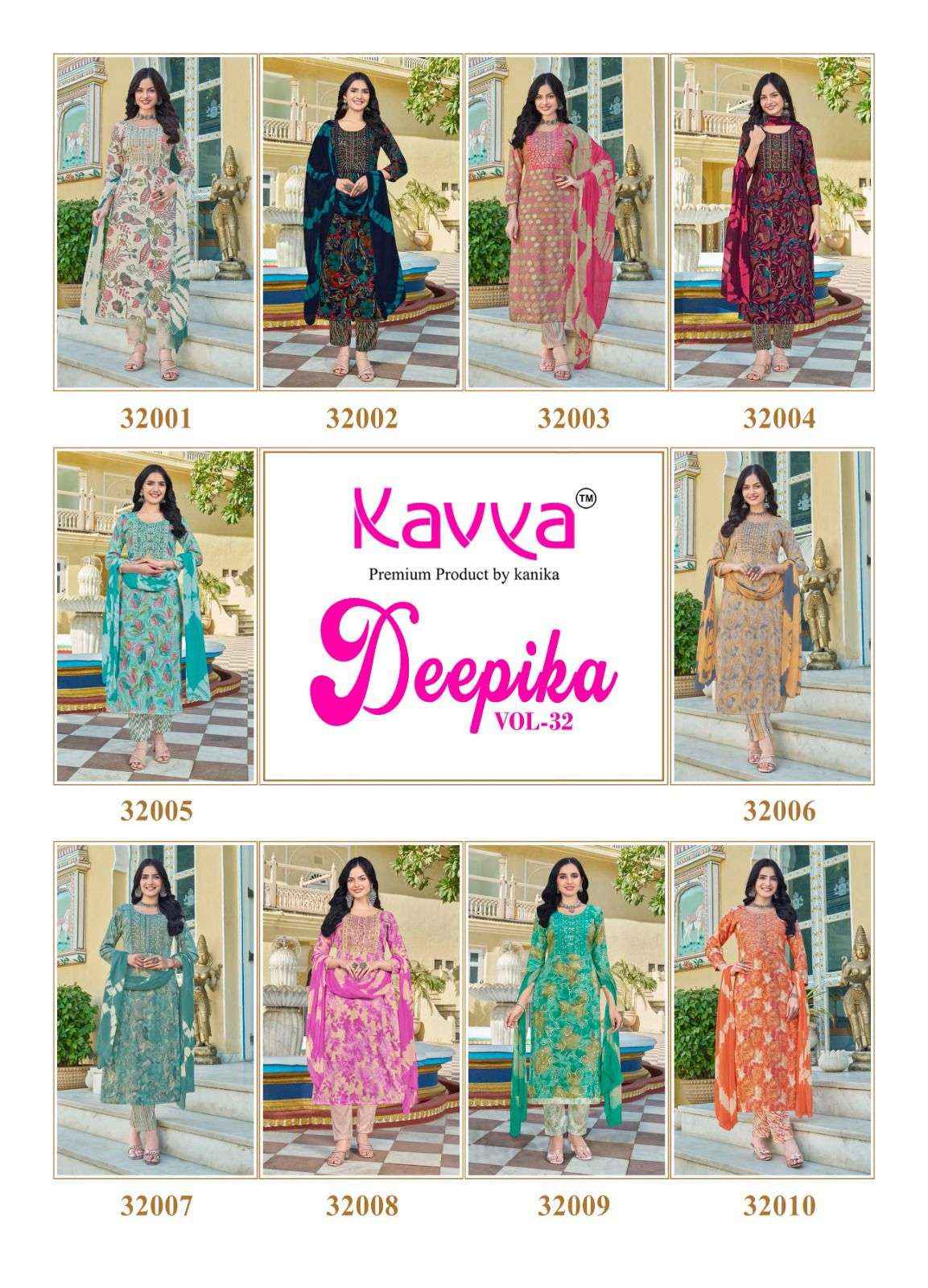Kavya Deepika Vol 32 Wholesale Readymade Suits Wholesale Price ( 10 Pcs Catalogue )