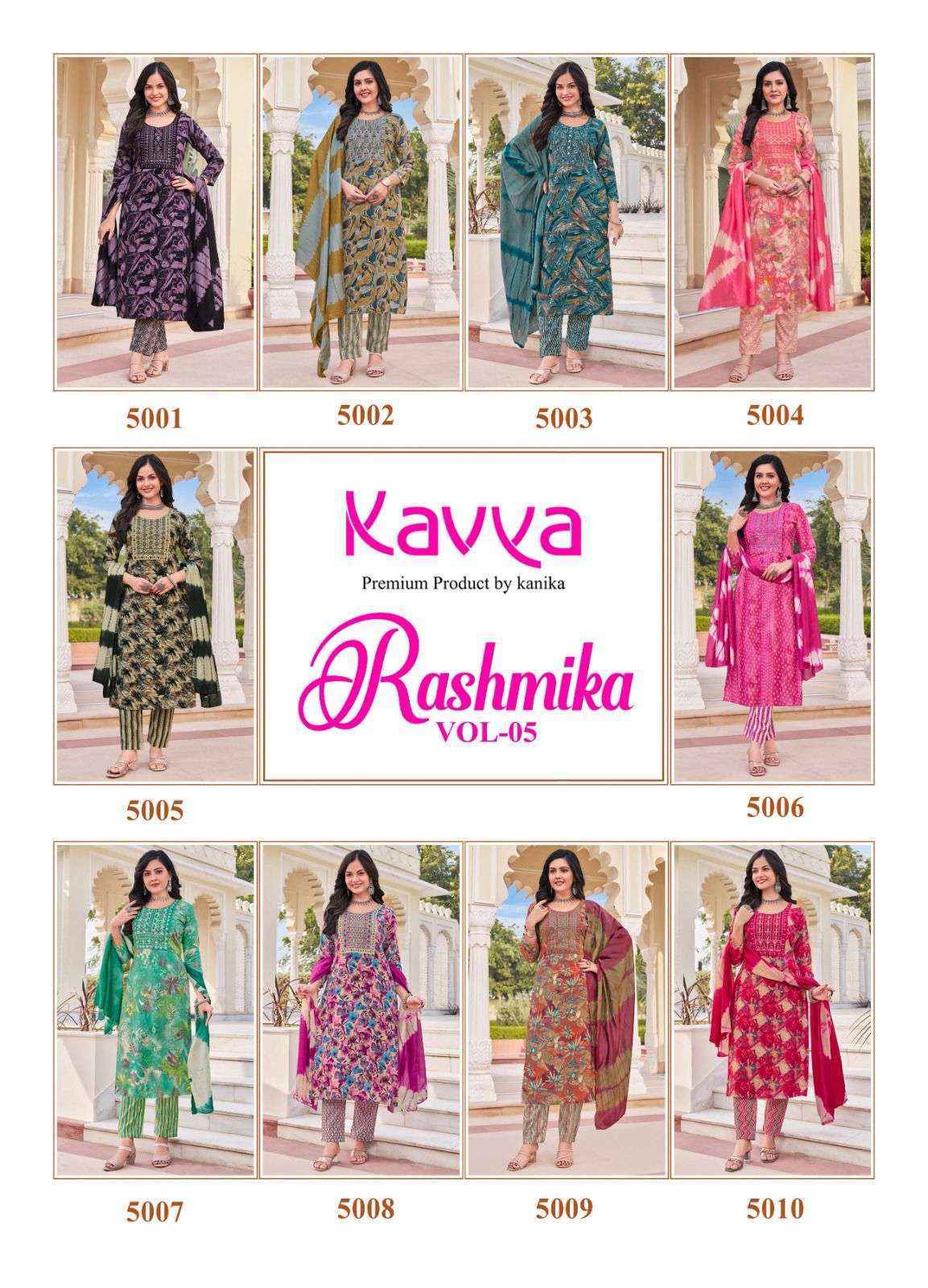 Kavya Rashmika Vol 5 Wholesale Rayon Readymade Suits ( 10 pcs Catalogue )