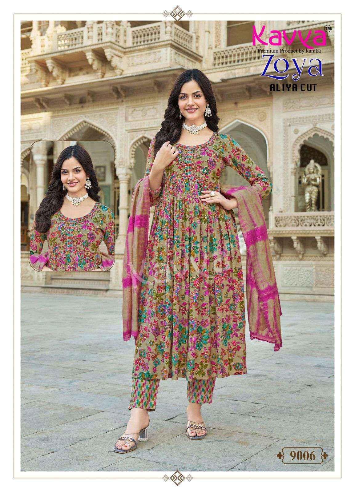 Kavya Zoya Vol 9 Wholesale Aaliya Cut Designer Readymade Suits ( 10 Pcs Catalogue )