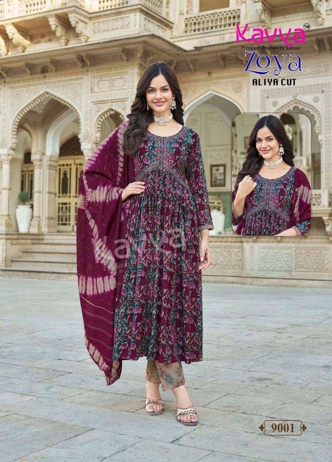 Kavya Zoya Vol 9 Wholesale Aaliya Cut Designer Readymade Suits ( 10 Pcs Catalogue )