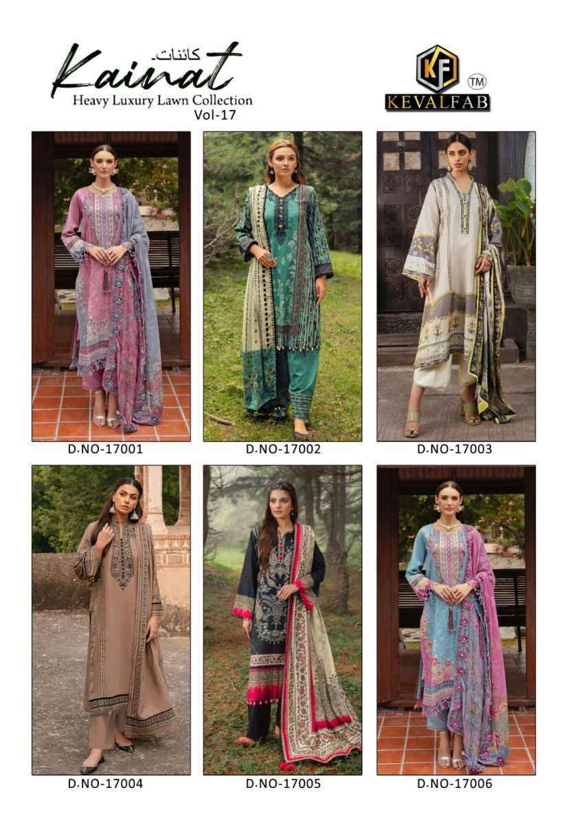 Keval Fab Kainat Vol 17 Lawn Cotton Salwar Kameez Wholesale Price ( 6 Pcs Catalog )