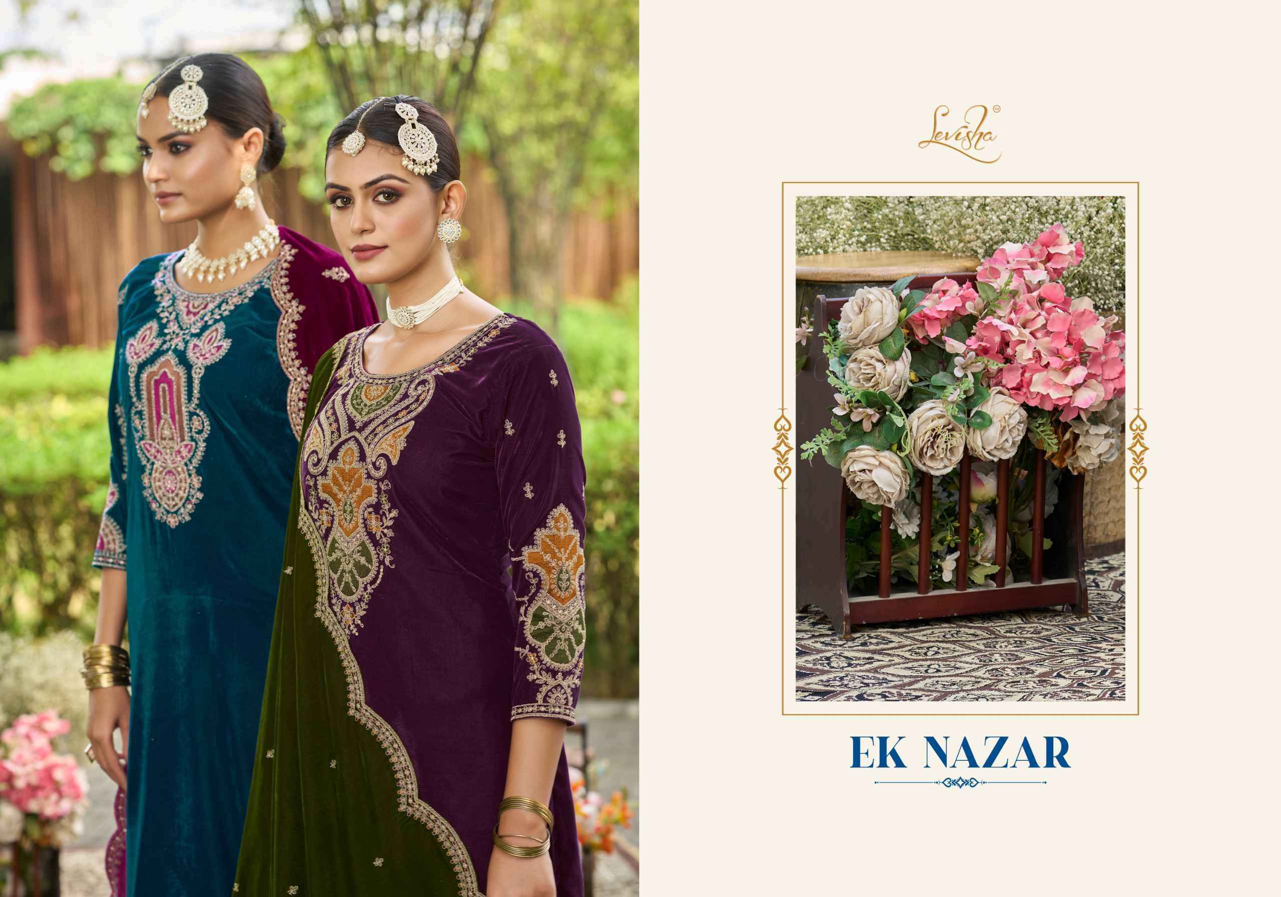Levisha Ek Nazar Velvet Wholesale Ladies Salwar Kameez ( 6 Pcs Catalogue )