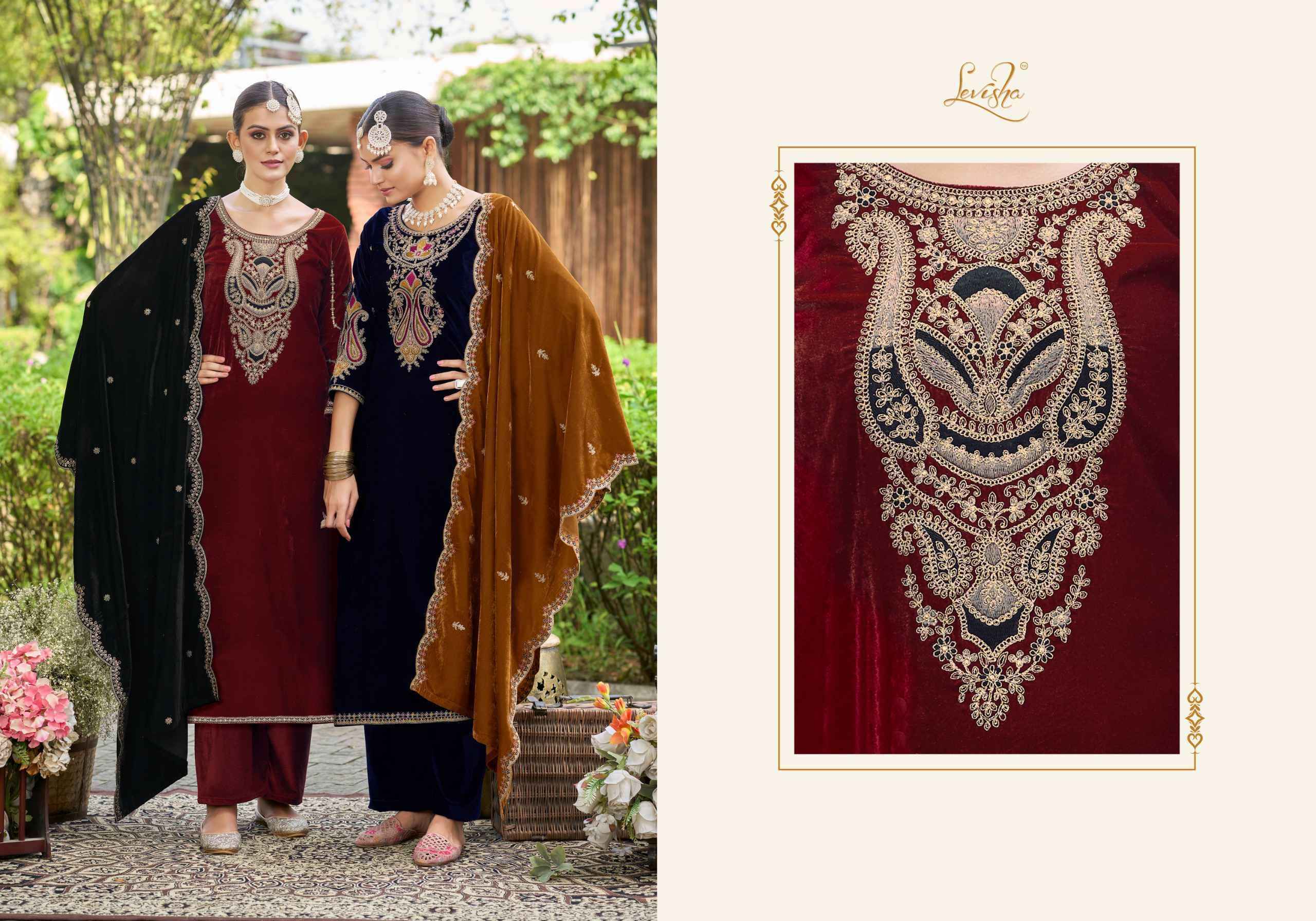 Levisha Ek Nazar Velvet Wholesale Ladies Salwar Kameez ( 6 Pcs Catalogue )