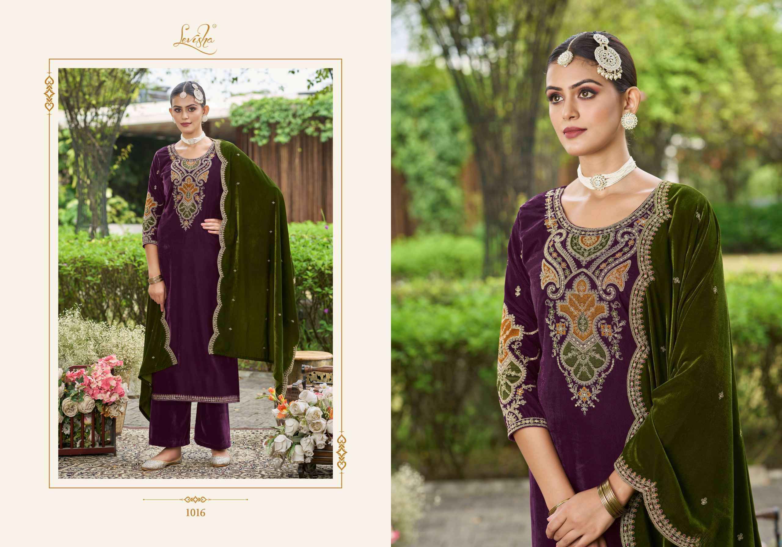 Levisha Ek Nazar Velvet Wholesale Ladies Salwar Kameez ( 6 Pcs Catalogue )