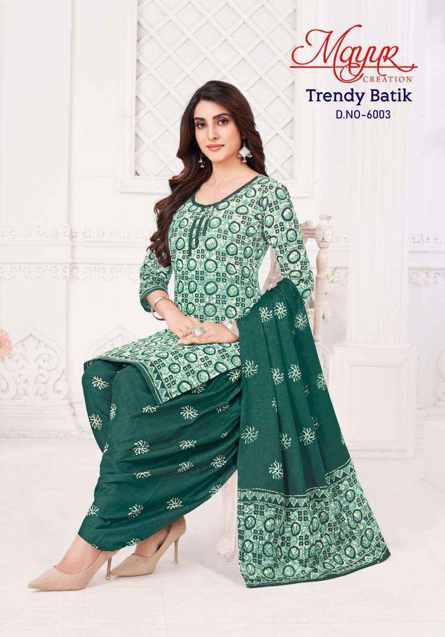 Mayur Creation Trendy Batik Vol 6 Cotton salwar kameez wholesale price ( 10  pcs  catalog )