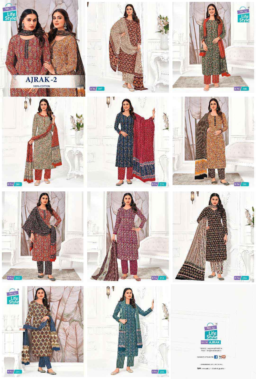 MCM Lifestyle Ajrak Vol 2 Readymade Cotton Salwar Kameez Wholesale Price ( 10 Pcs Catalog )