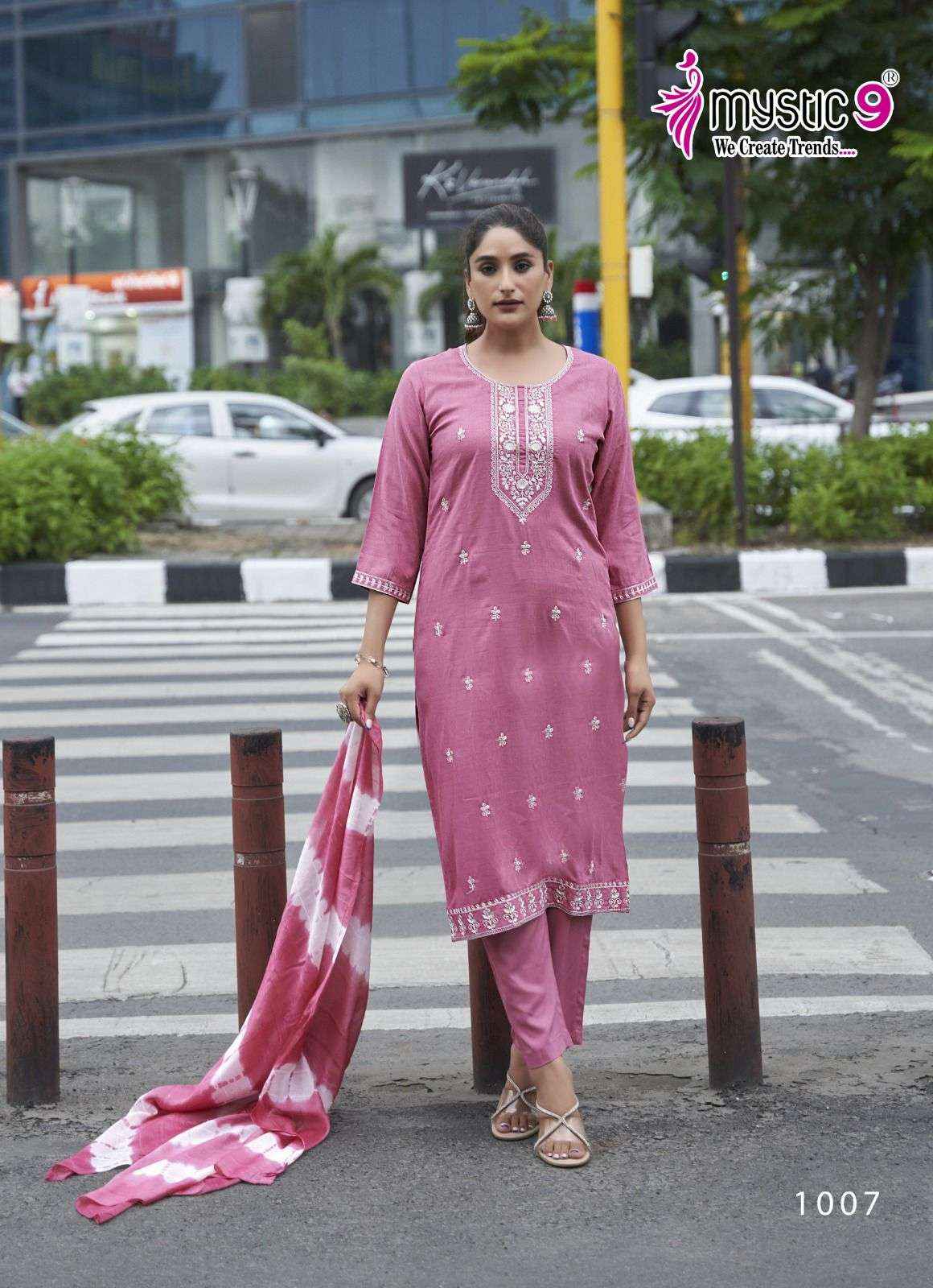 MYSTIC 9 SHILPA VOL 1 WHOLESALE RAYON READYMADE SUITS ( 8 PCS CATALOGUE )