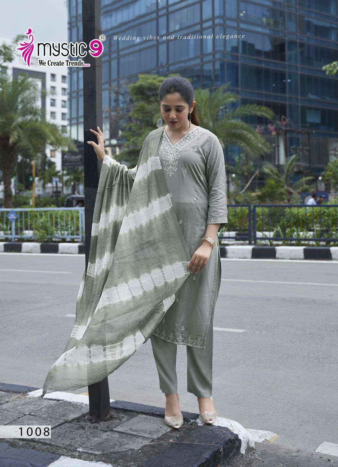 MYSTIC 9 SHILPA VOL 1 WHOLESALE RAYON READYMADE SUITS ( 8 PCS CATALOGUE )