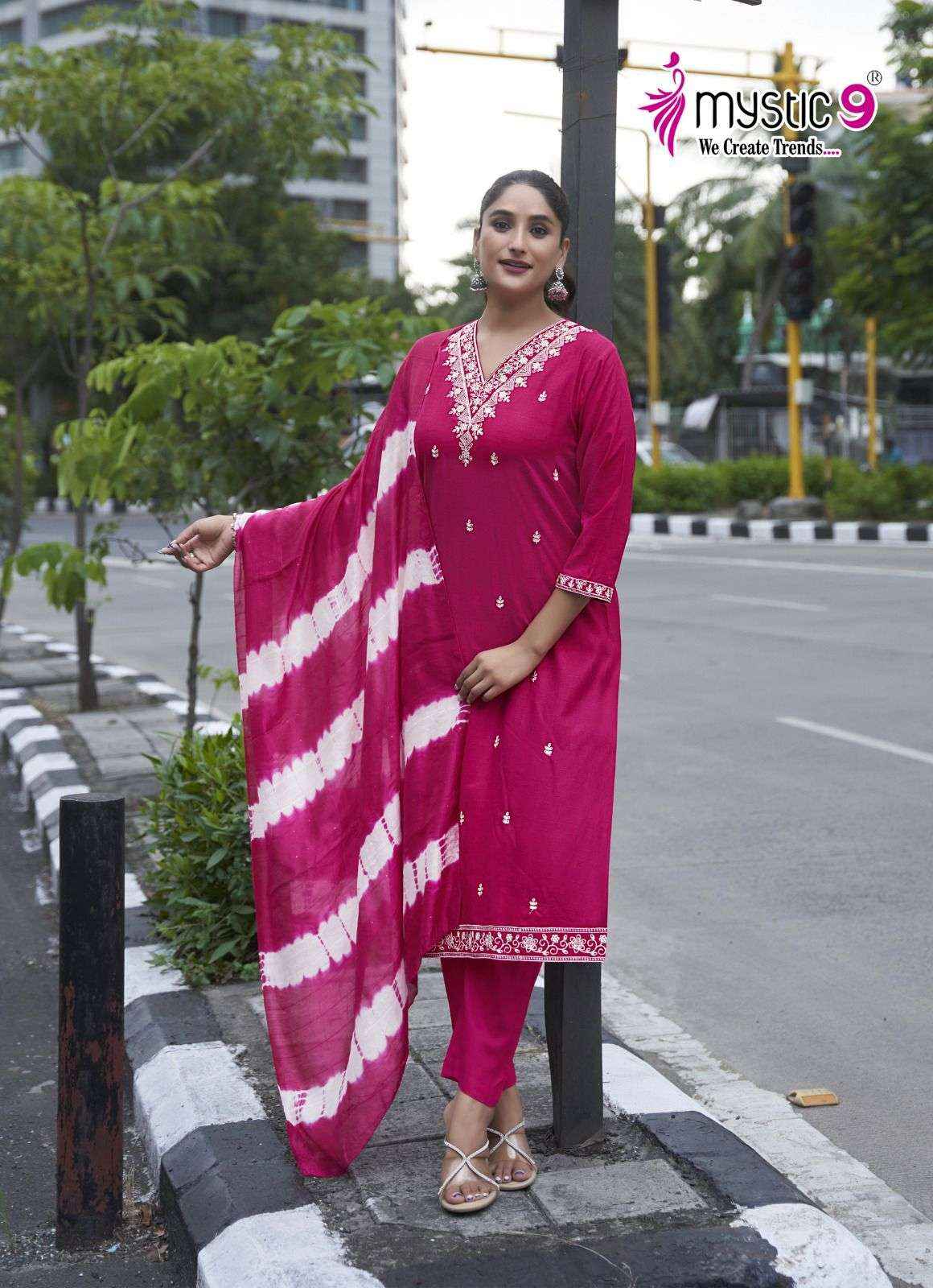 MYSTIC 9 SHILPA VOL 1 WHOLESALE RAYON READYMADE SUITS ( 8 PCS CATALOGUE )