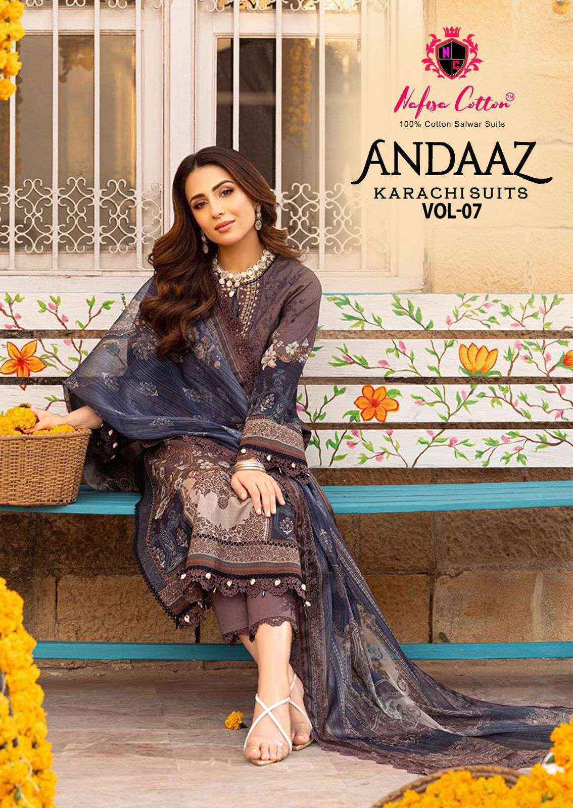 Nafisa Cotton Andaaz Karachi Suits Vol 7 Cotton Salwar Kameez Wholesale Price ( 6 Pcs Catalog )