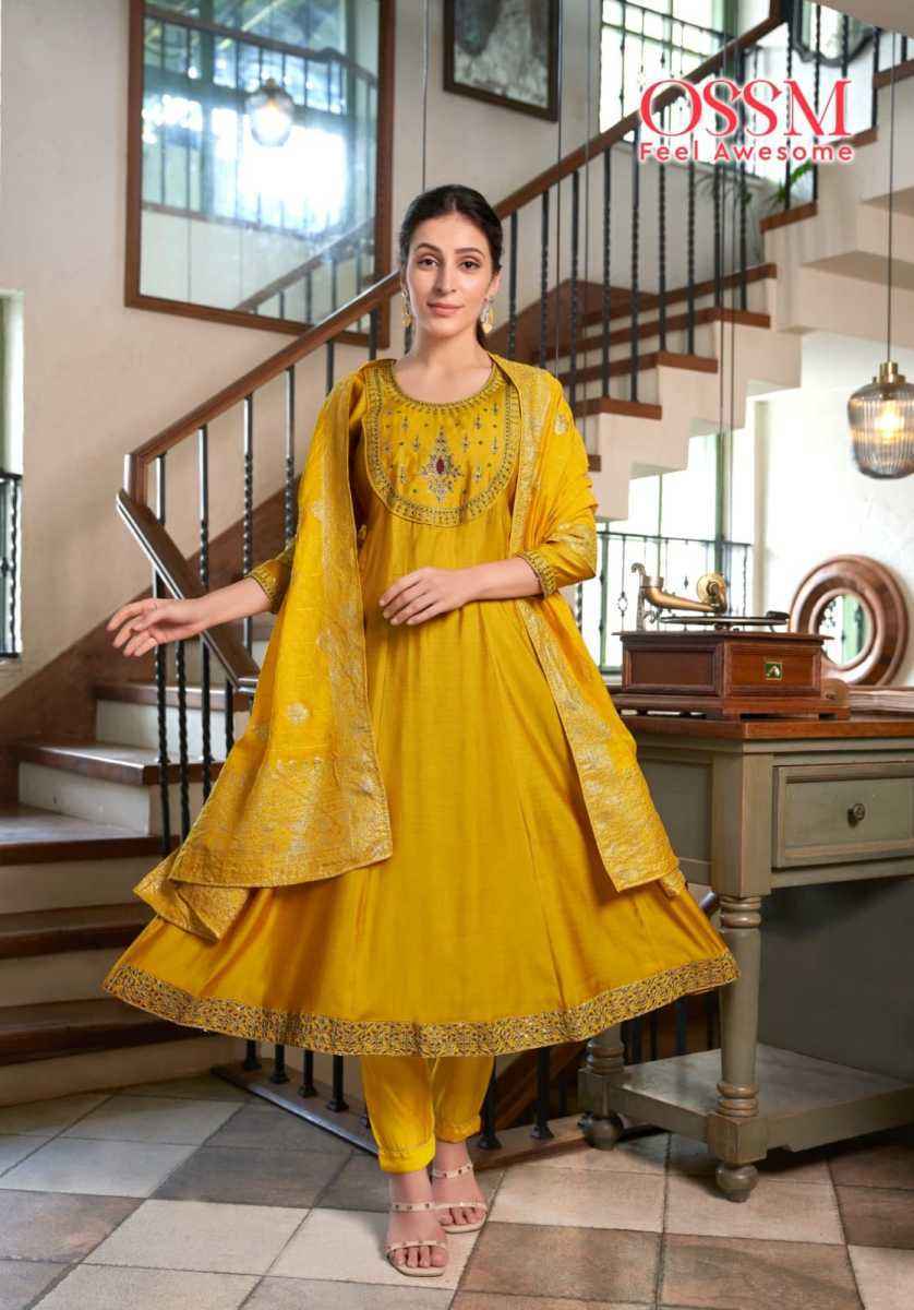 Ossm Sargam Roman Silk Kurti Combo Salwar Kameez Wholesale Price ( 6 Pcs Catalog )