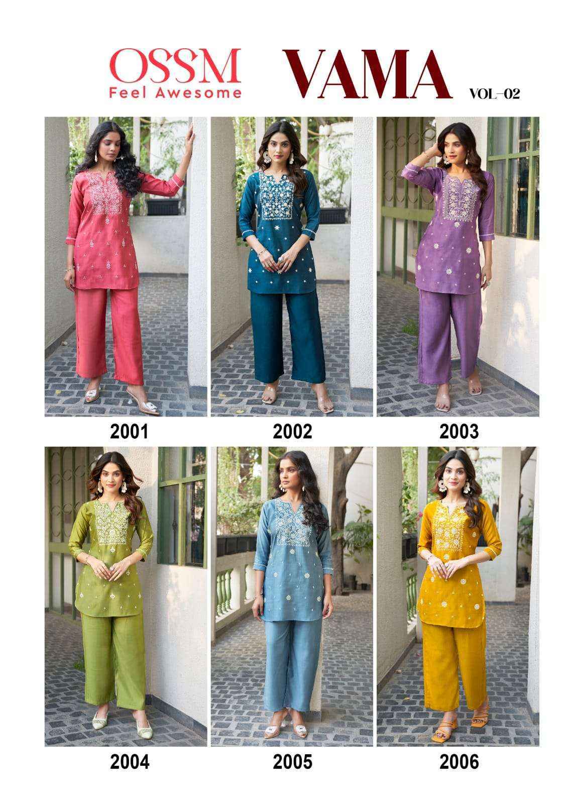 Ossm Vama Vol 2 Viscose Co Ord Kurti Set Wholesale Price ( 6 Pcs Catalog )