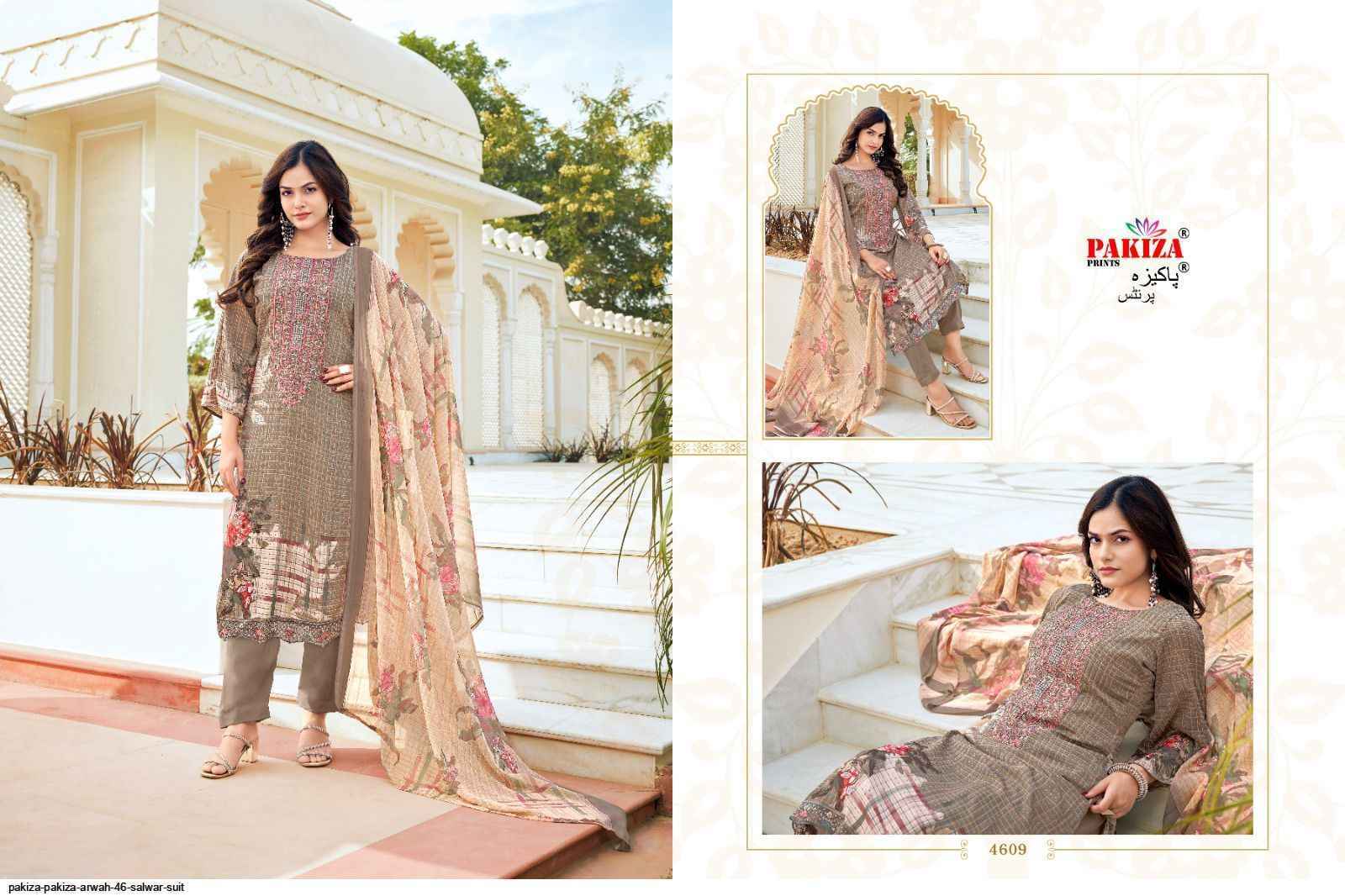 Pakiza Print Arwah Vol 46 Wholesale Crape Dress Material ( 10 pcs Catalogue )