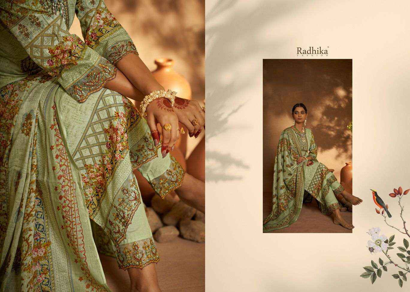 Radhika Azara Mehndi Cambric Cotton Salwar Kameez ( 8 pcs Catalogue )