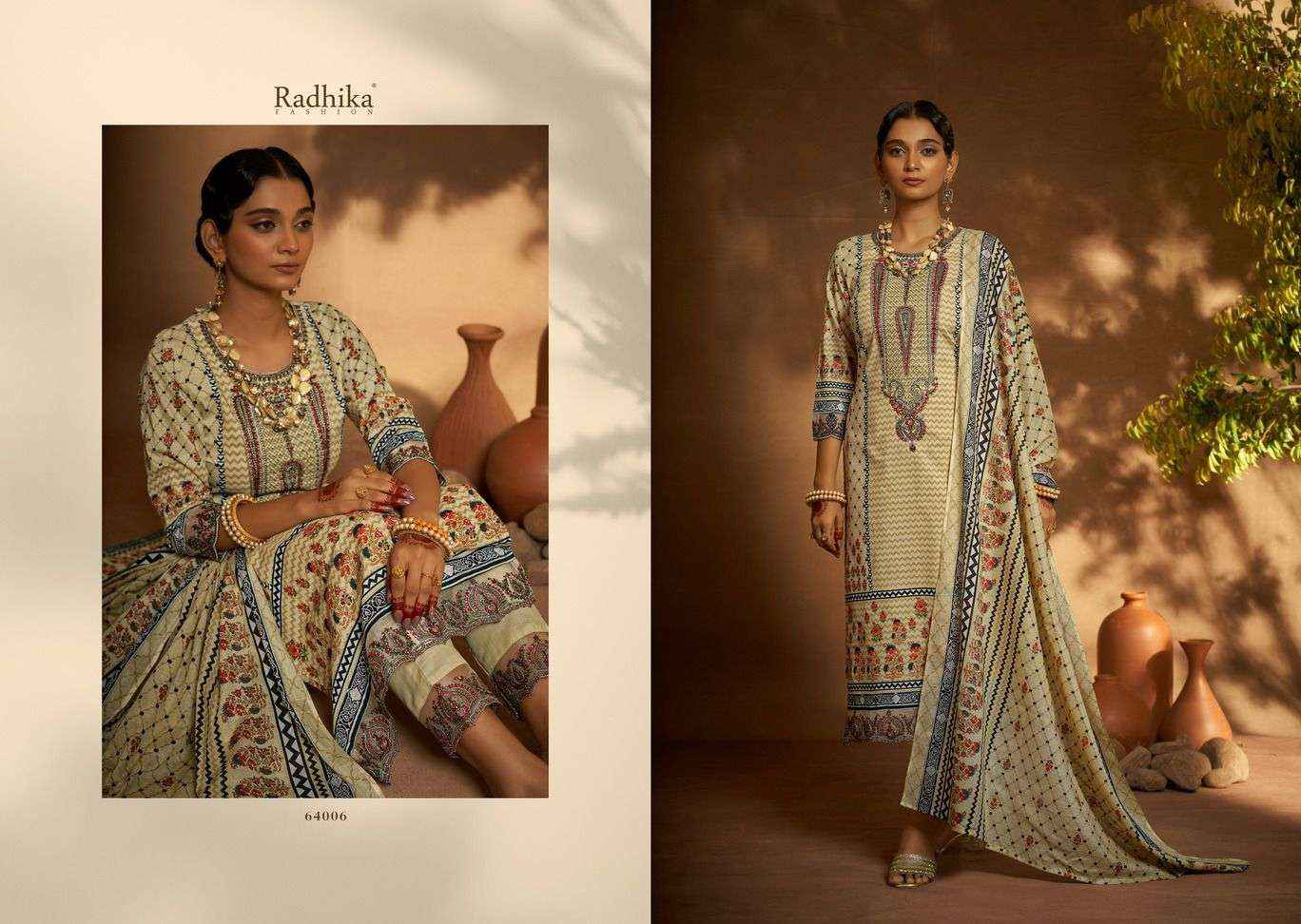 Radhika Azara Mehndi Cambric Cotton Salwar Kameez ( 8 pcs Catalogue )
