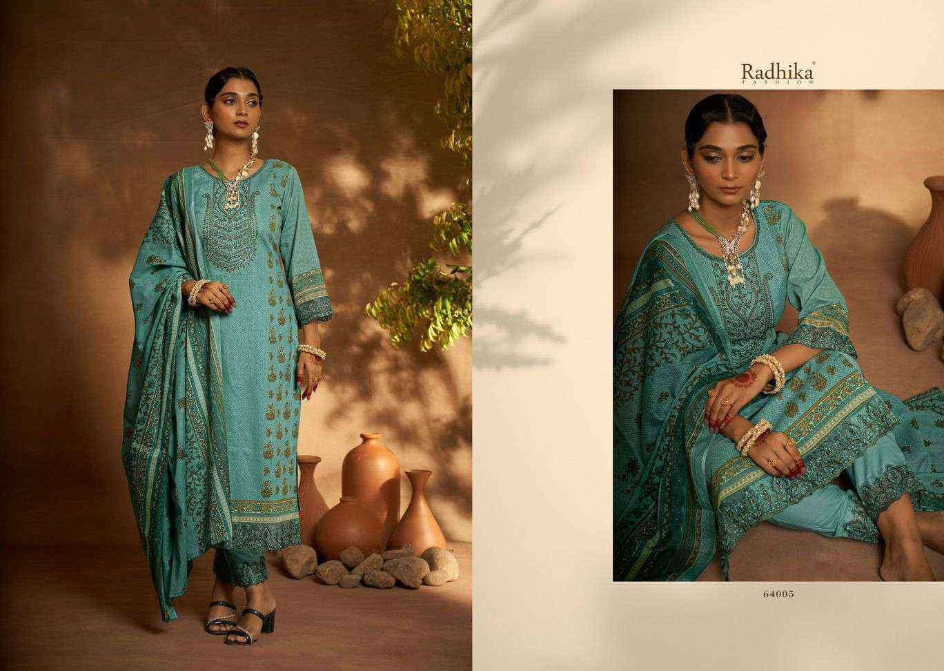 Radhika Azara Mehndi Cambric Cotton Salwar Kameez ( 8 pcs Catalogue )