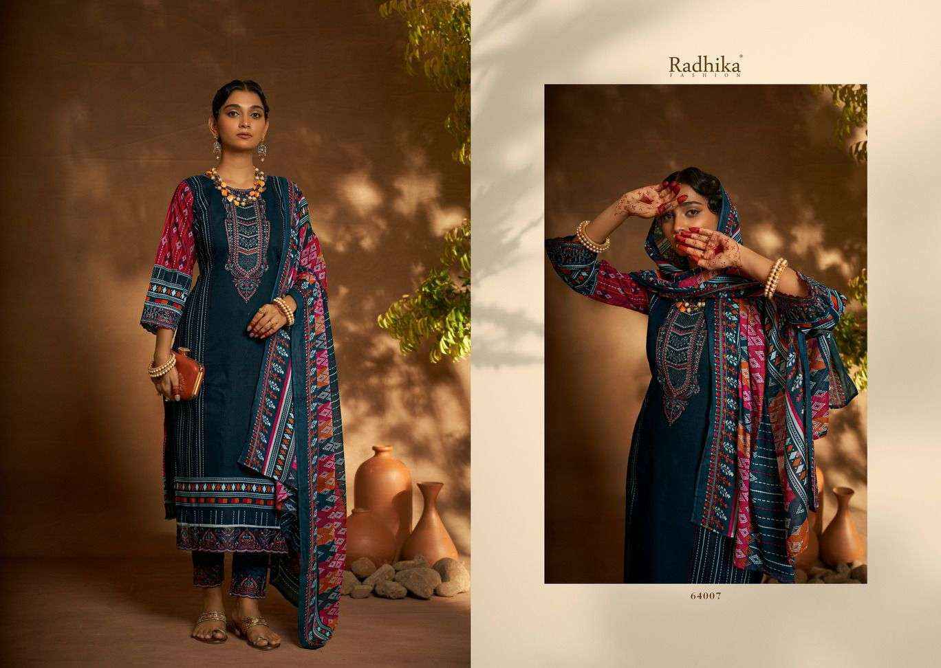 Radhika Azara Mehndi Cambric Cotton Salwar Kameez ( 8 pcs Catalogue )