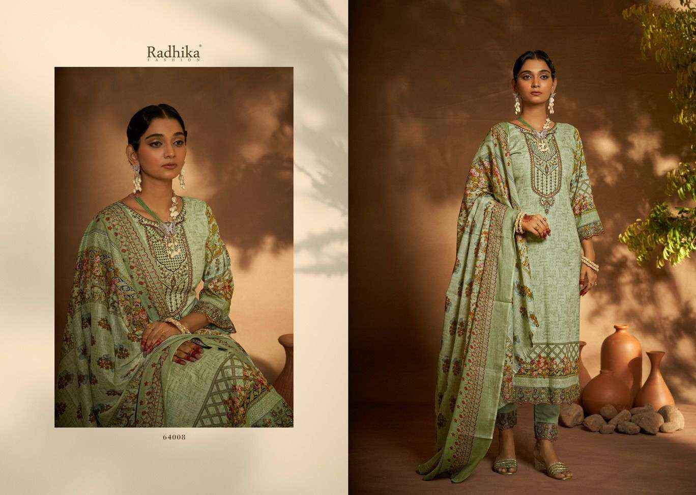 Radhika Azara Mehndi Cambric Cotton Salwar Kameez ( 8 pcs Catalogue )