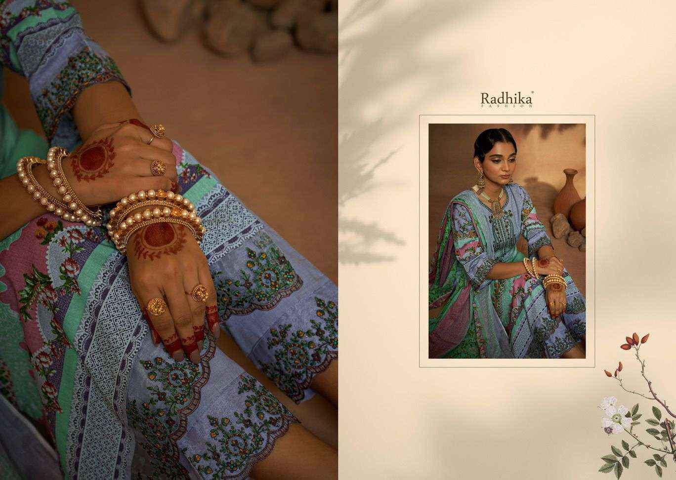 Radhika Azara Mehndi Cambric Cotton Salwar Kameez ( 8 pcs Catalogue )