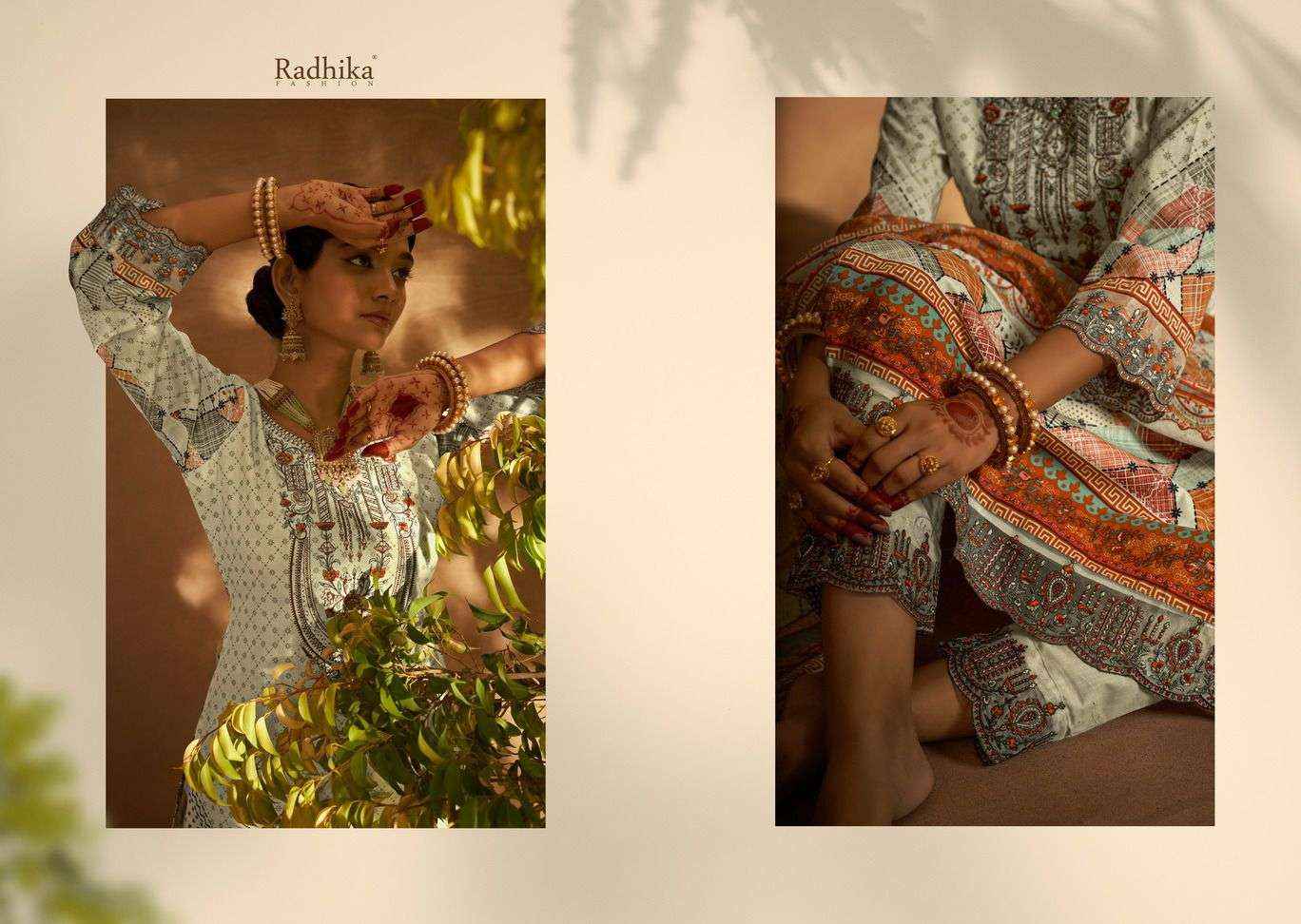 Radhika Azara Mehndi Cambric Cotton Salwar Kameez ( 8 pcs Catalogue )