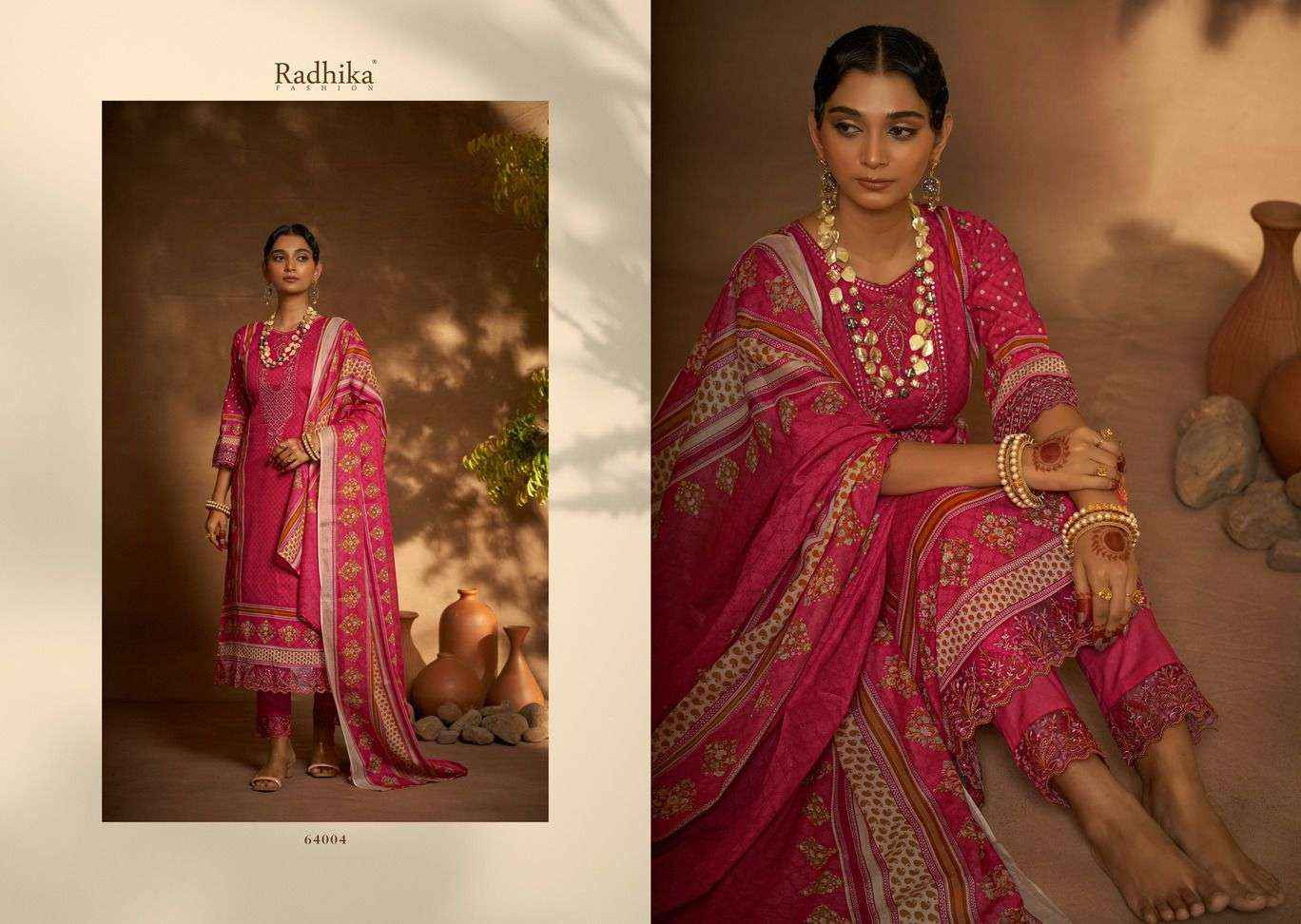 Radhika Azara Mehndi Cambric Cotton Salwar Kameez ( 8 pcs Catalogue )
