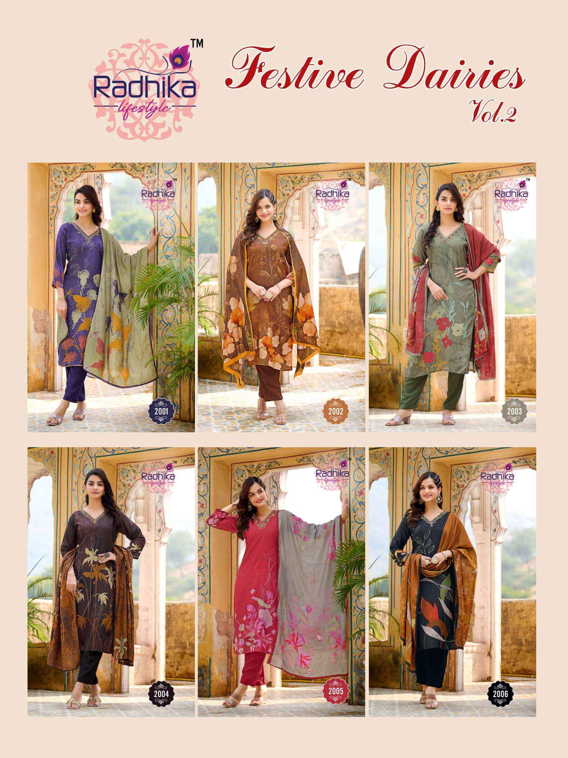 Radhika Lifestyle Festive Diaries Vol 2 Muslin Kurti Combo wholesale price ( 6 pcs catalog )