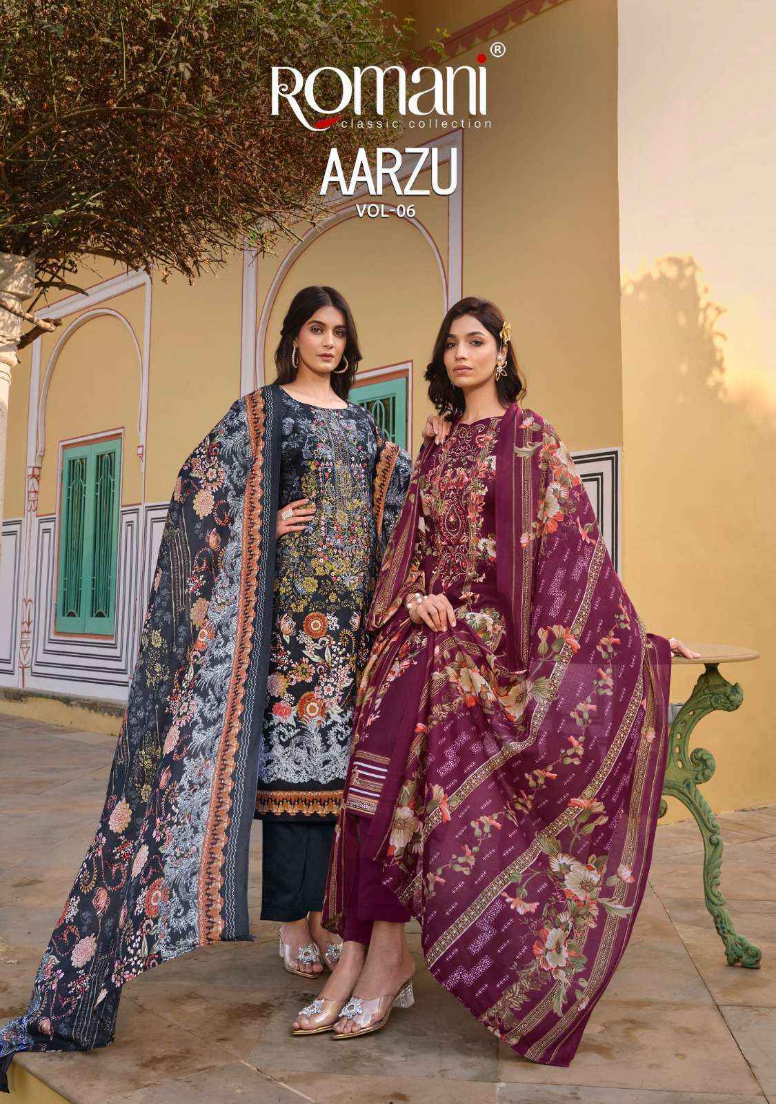 Romani Aarzu Vol 6 Cotton salwar kameez wholesale price ( 8 pcs catalog )