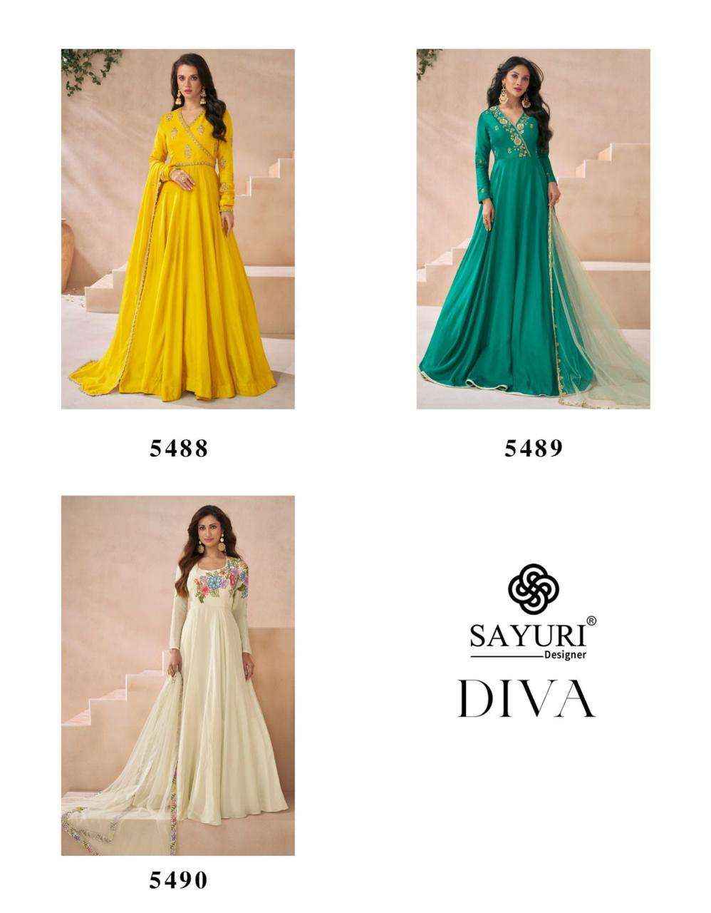 Sayuri Designer Diva 5488 To 5490 Wholesale Designer Gown ( 3 Pcs Catalogue )