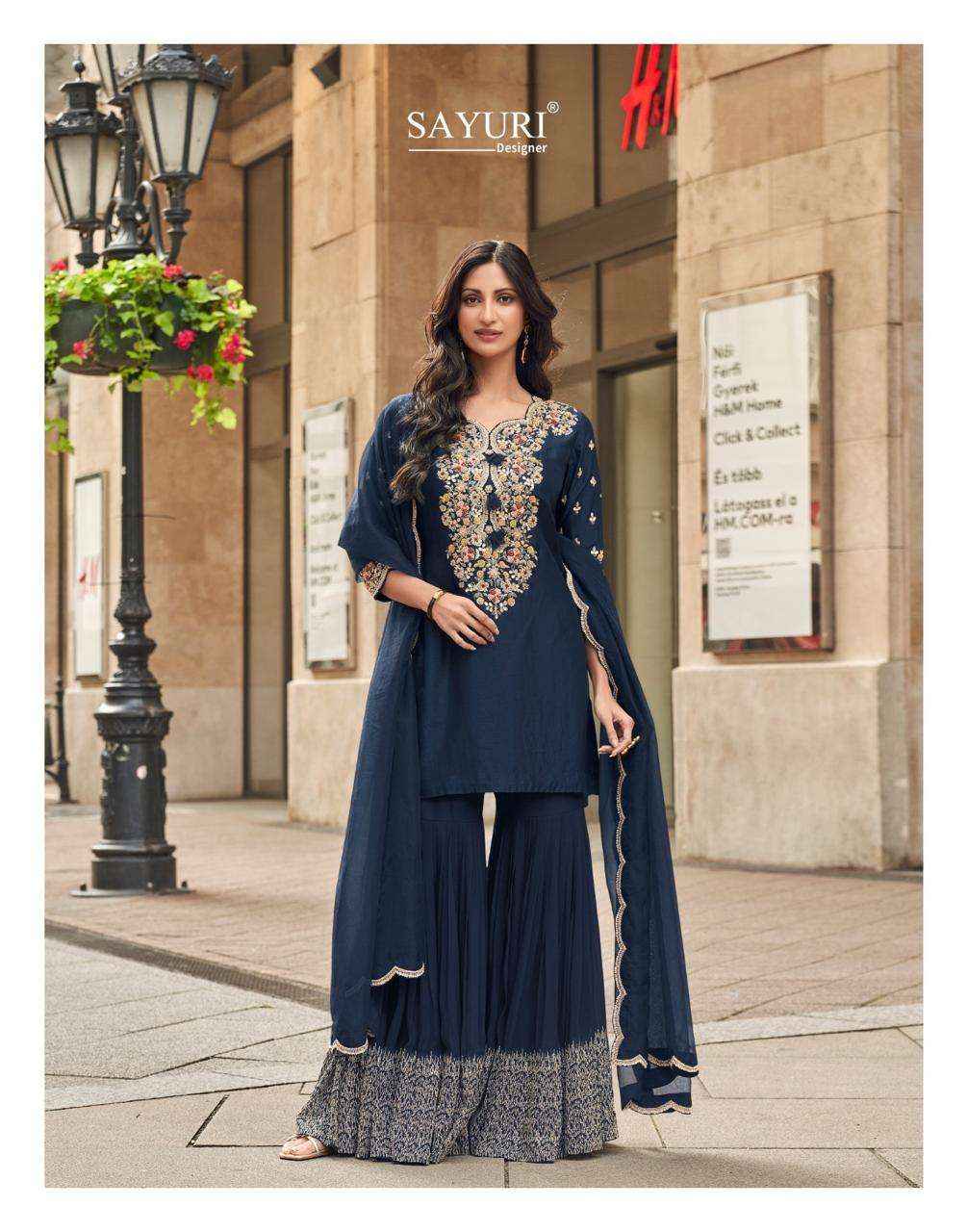 Sayuri Designer Ishani Designer Partywear Gharara Suits ( 3 Pcs Catalogue )