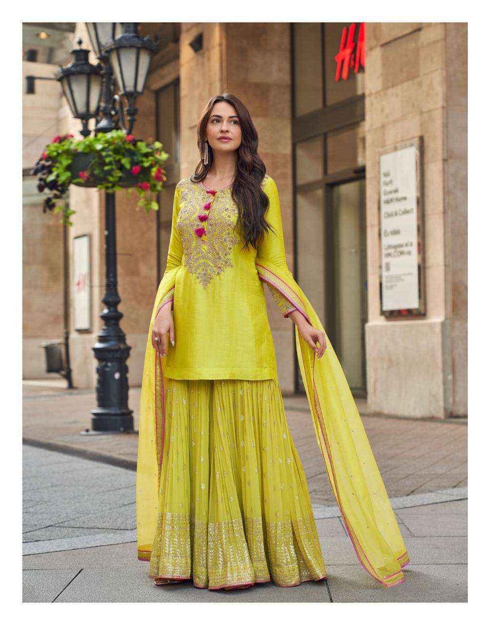 Sayuri Designer Ishani Designer Partywear Gharara Suits ( 3 Pcs Catalogue )