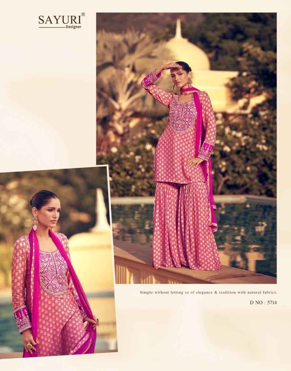 Sayuri Designer Kasida Readymade Chinon silk  salwar kameez wholesale price ( 3 pcs catalog )