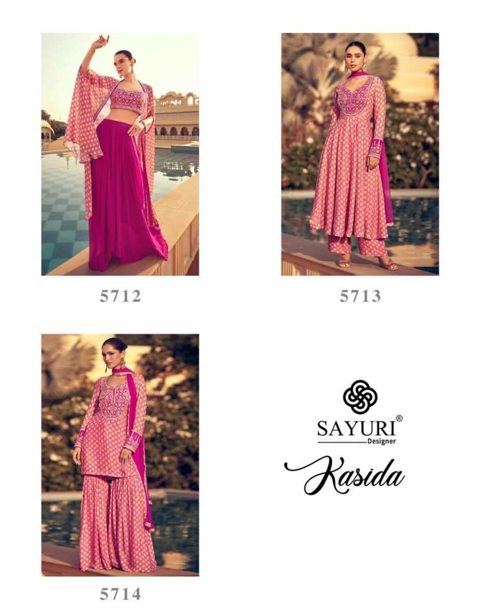 Sayuri Designer Kasida Readymade Chinon silk  salwar kameez wholesale price ( 3 pcs catalog )