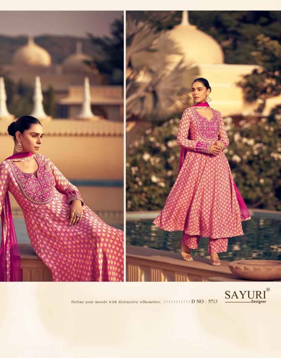 Sayuri Designer Kasida Readymade Chinon silk  salwar kameez wholesale price ( 3 pcs catalog )