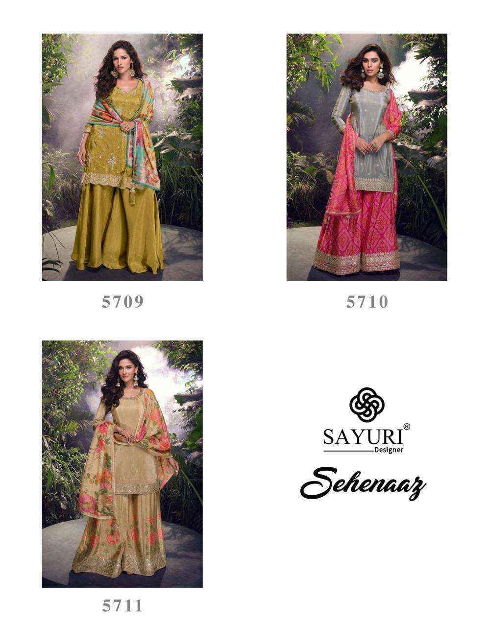 Sayuri Designer Sehenaaz Readymade Chinon Silk salwar kameez wholesale price ( 3 pcs catalog )