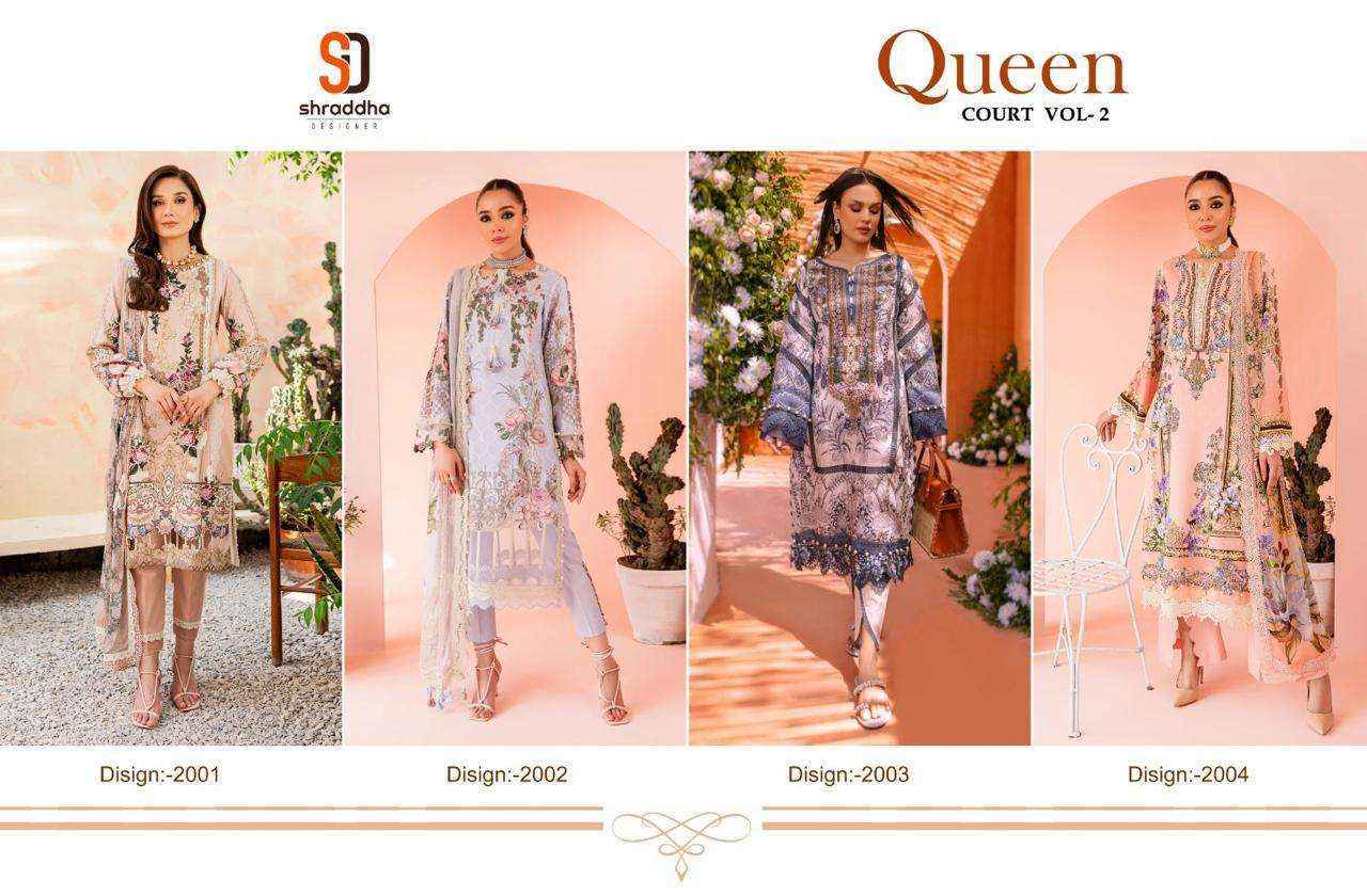 Shraddha Designer Queen Court Vol 2 Lawn Cotton Salwar Kameez Wholesale Price ( 4 Pcs Catalog )