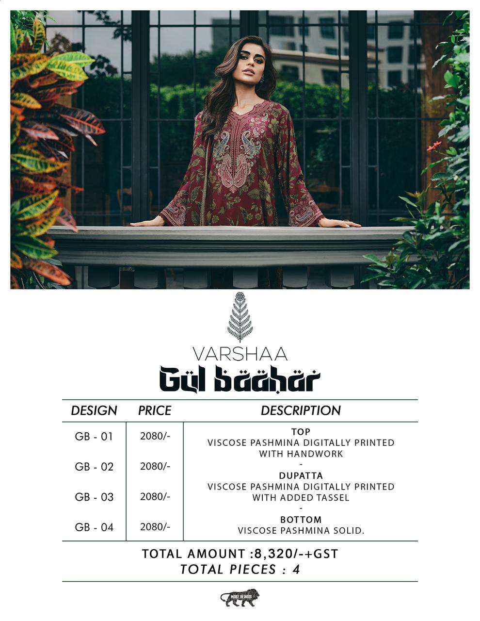 Varsha Gul Baahar Exclusive Pashmina Ladies Suit Catalog Dealer