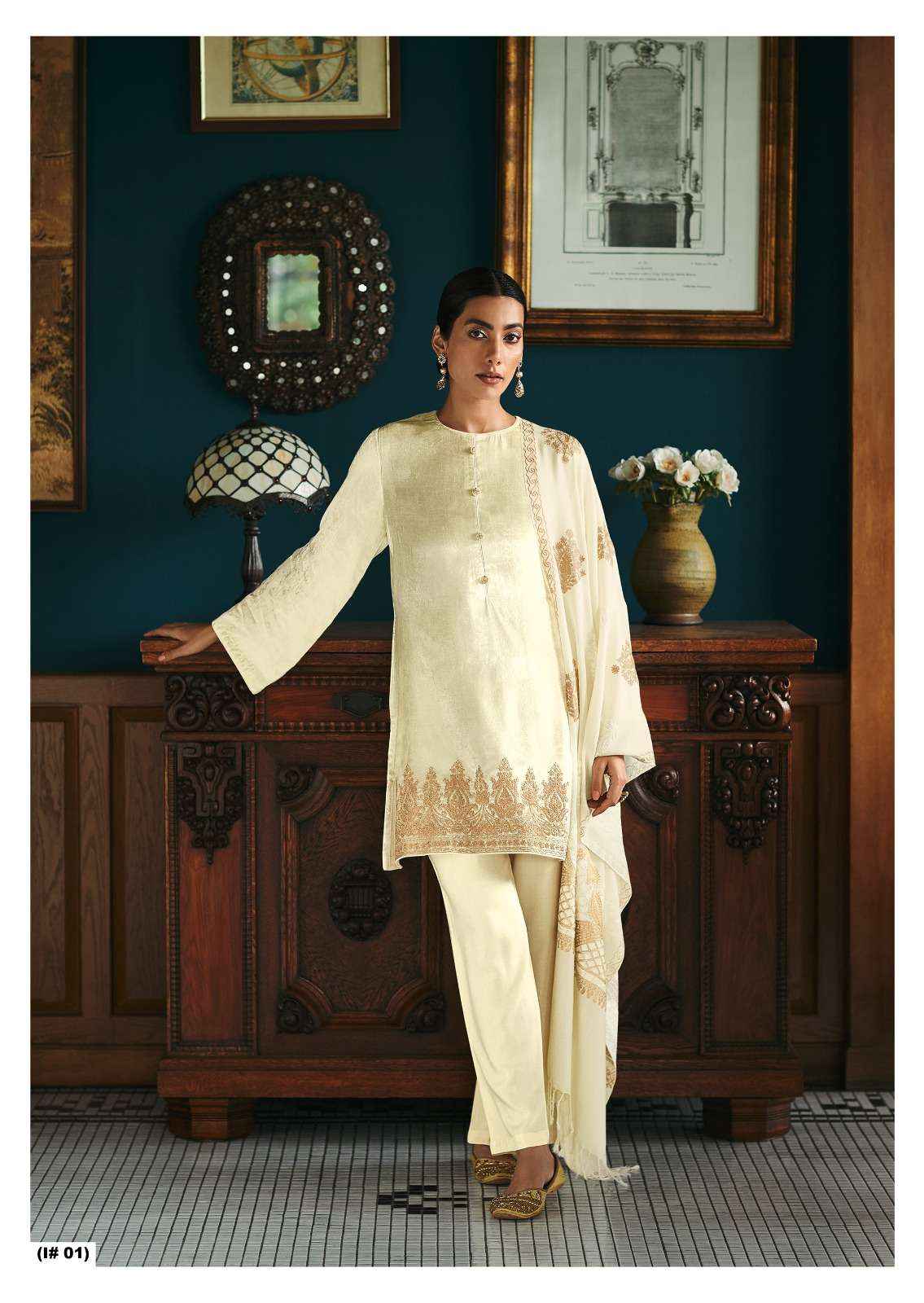 Varsha Iris Cream Colour Hit Designer Velvet salwar kameez wholesale price( 1 pcs catalog )