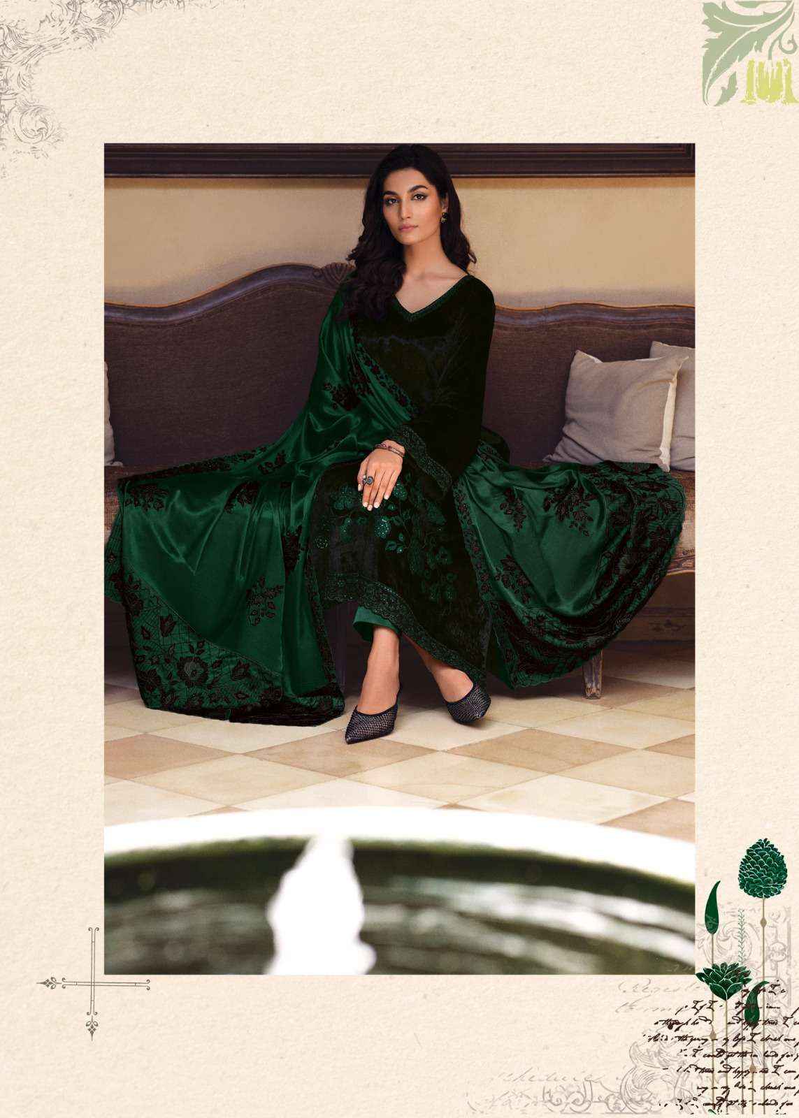 Varsha Silsiley Partywear Style Velvet Latest Designer salwar kameez wholesale price ( 5 pcs catalog  )