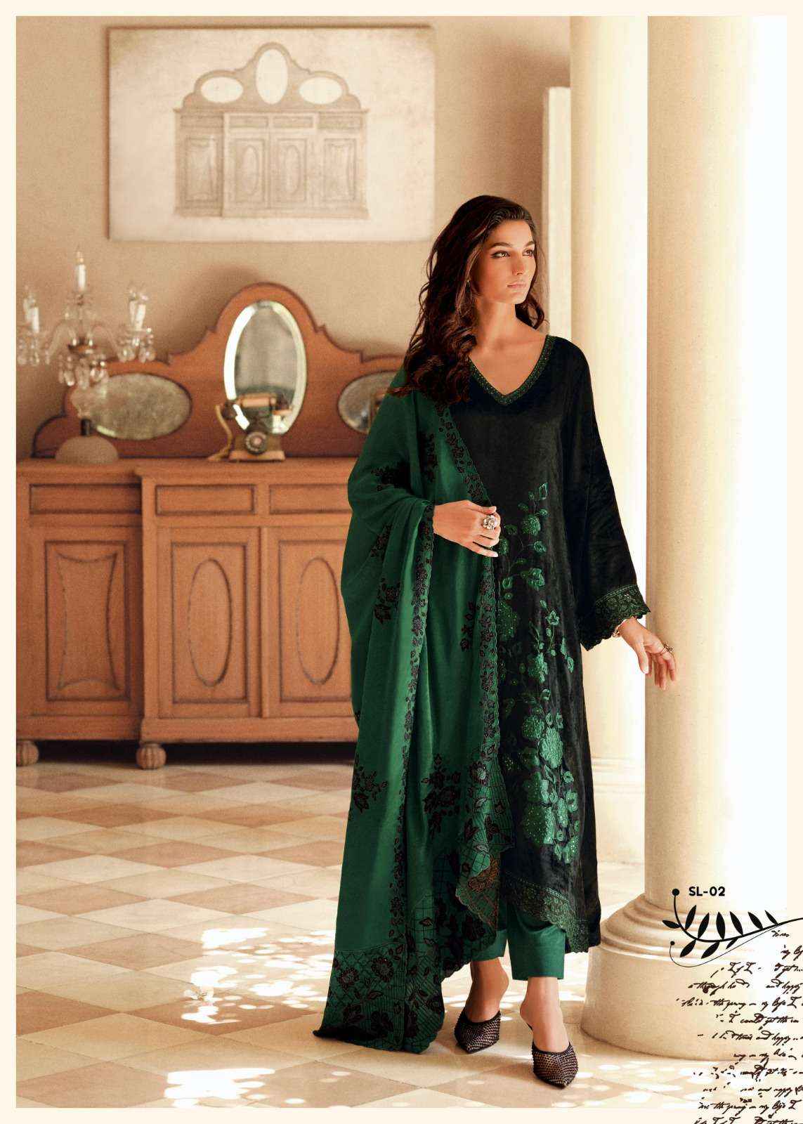 Varsha Silsiley Partywear Style Velvet Latest Designer salwar kameez wholesale price ( 5 pcs catalog  )