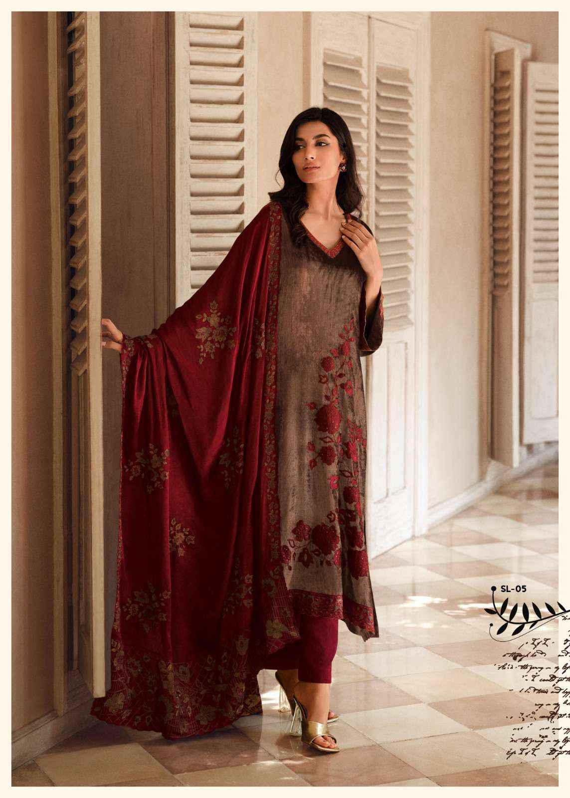 Varsha Silsiley Partywear Style Velvet Latest Designer salwar kameez wholesale price ( 5 pcs catalog  )