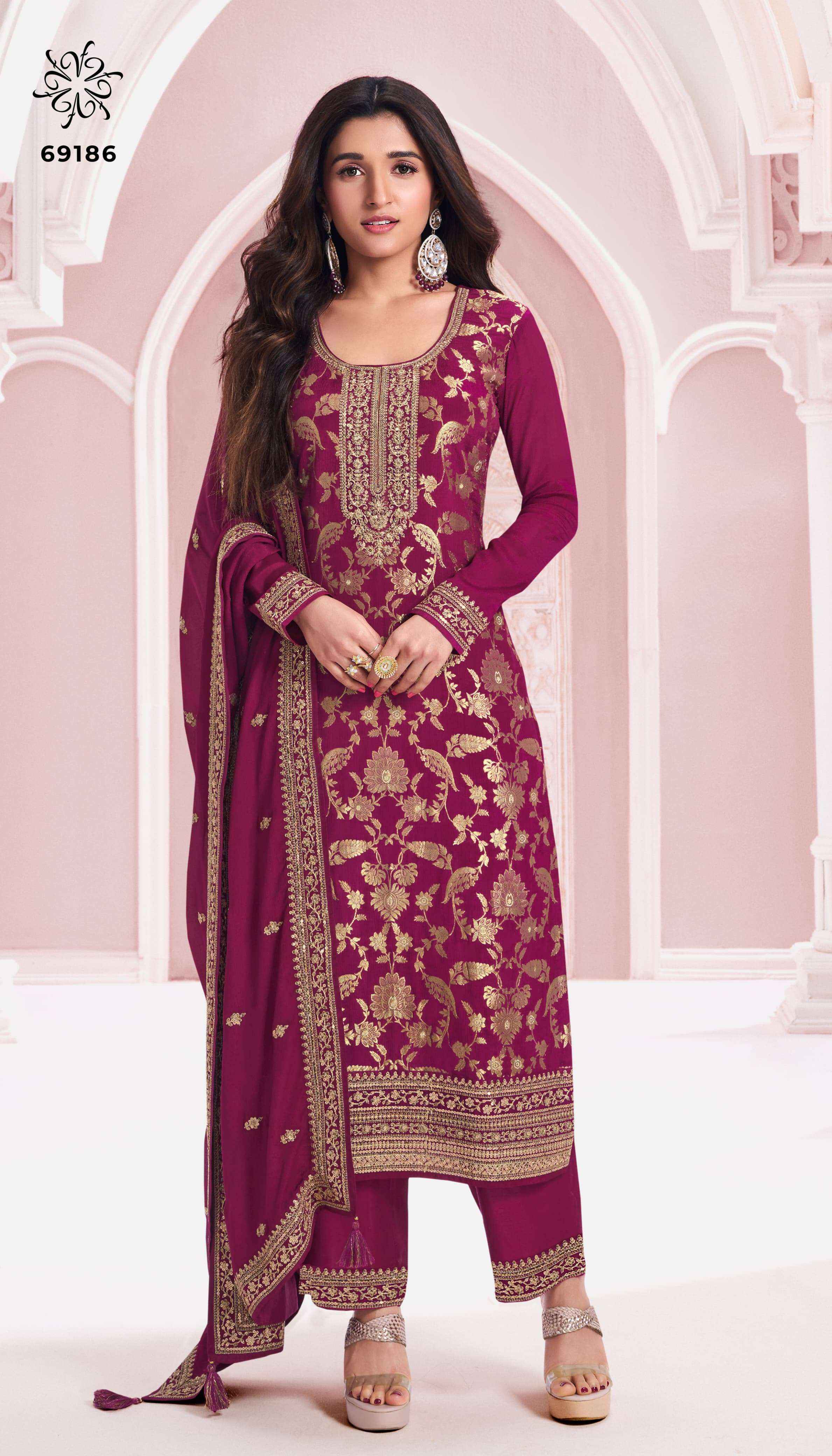 Vinay Fashion Kuleesh Nidhi Chinon Jacquard salwar kameez wholesale price (6 pcs catalog )