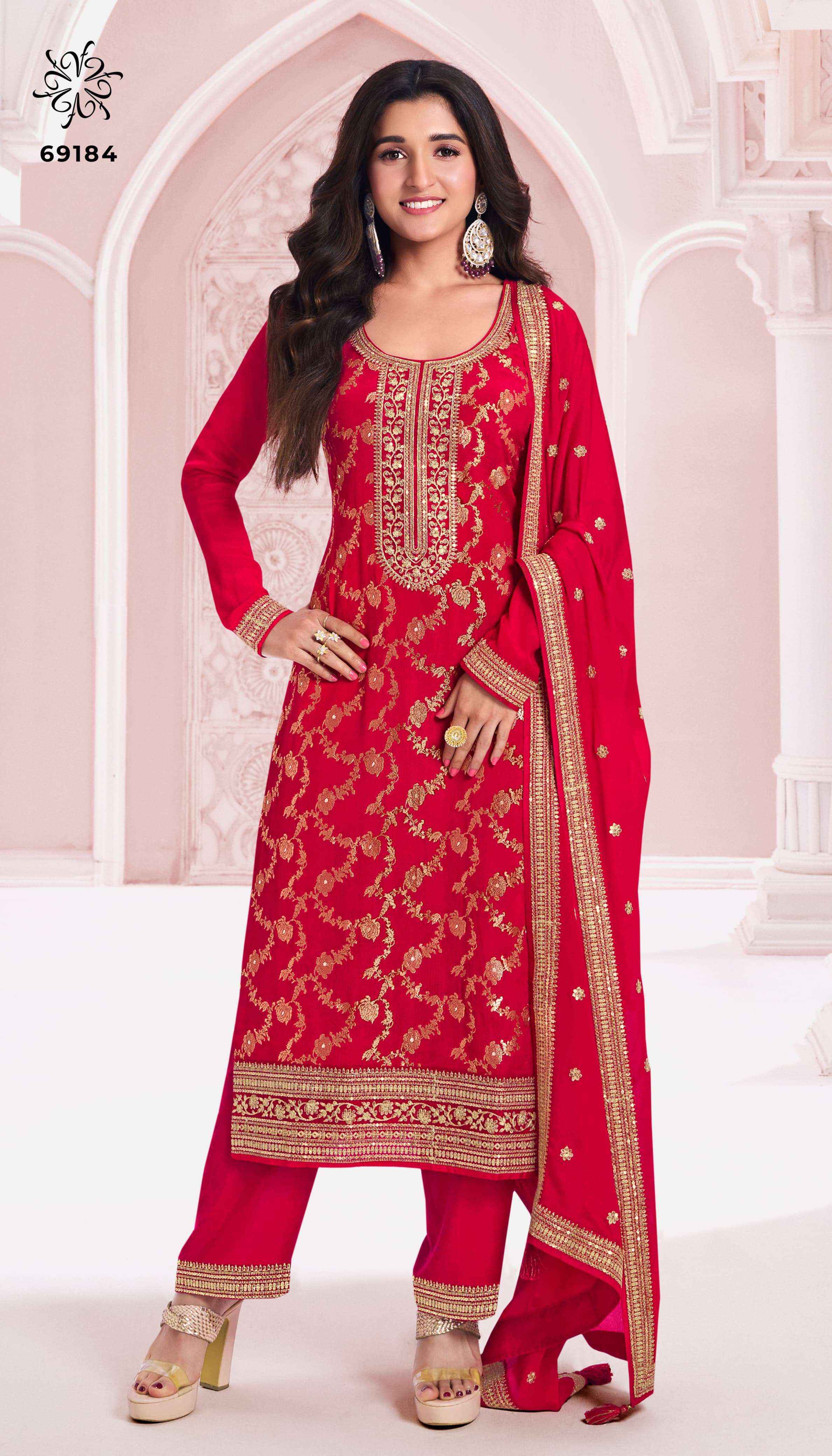 Vinay Fashion Kuleesh Nidhi Chinon Jacquard salwar kameez wholesale price (6 pcs catalog )