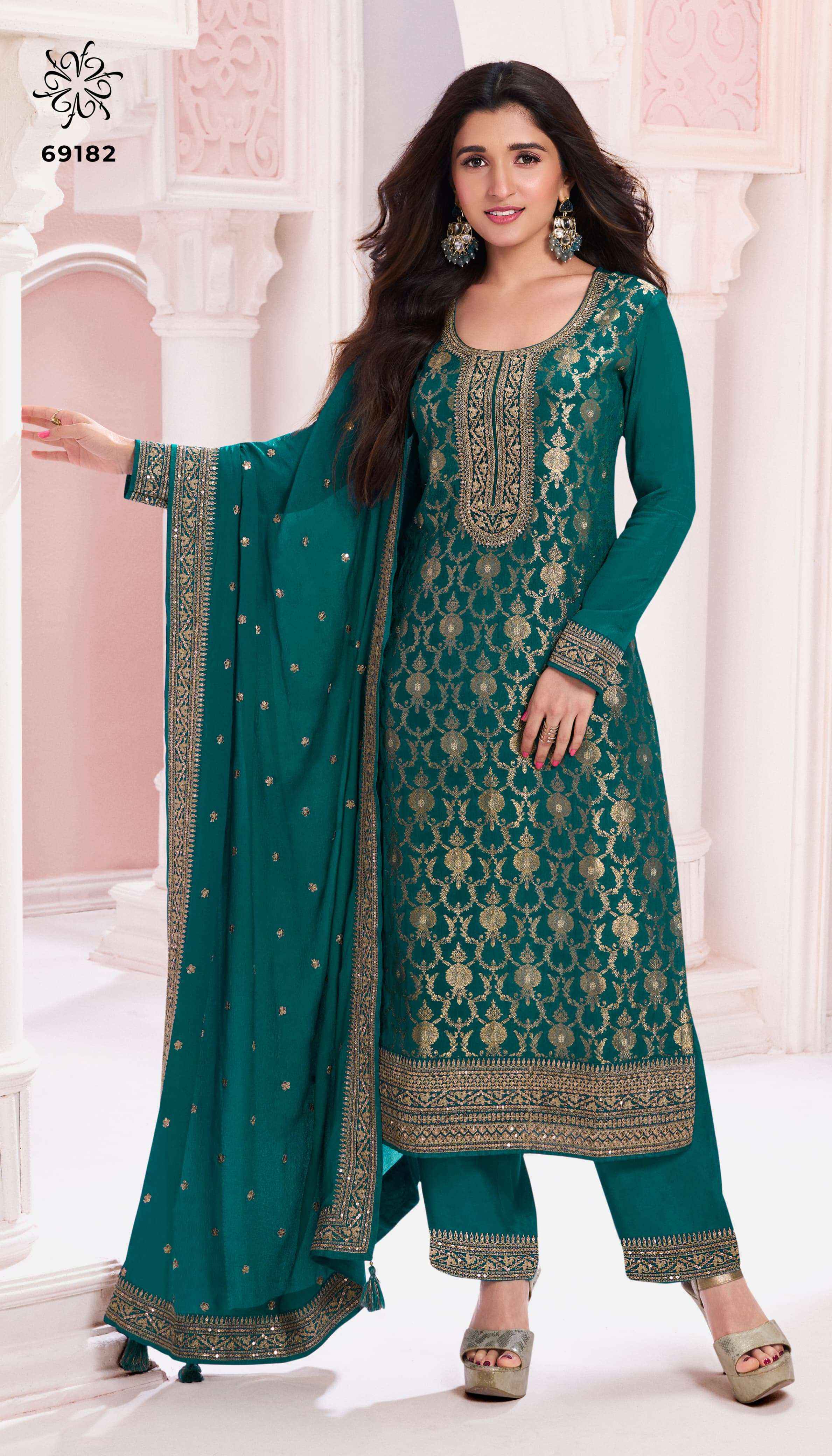 Vinay Fashion Kuleesh Nidhi Chinon Jacquard salwar kameez wholesale price (6 pcs catalog )