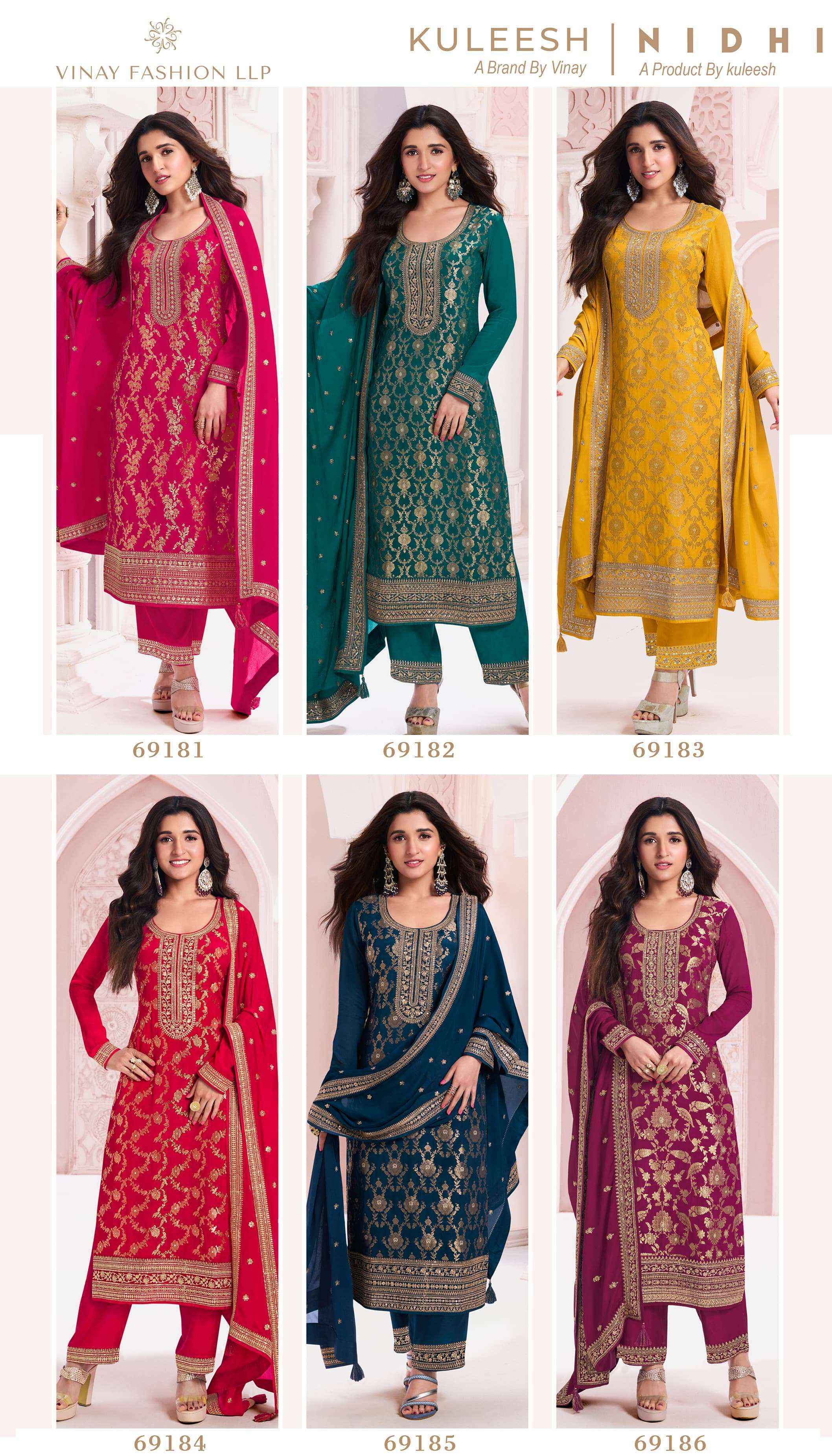 Vinay Fashion Kuleesh Nidhi Chinon Jacquard salwar kameez wholesale price (6 pcs catalog )