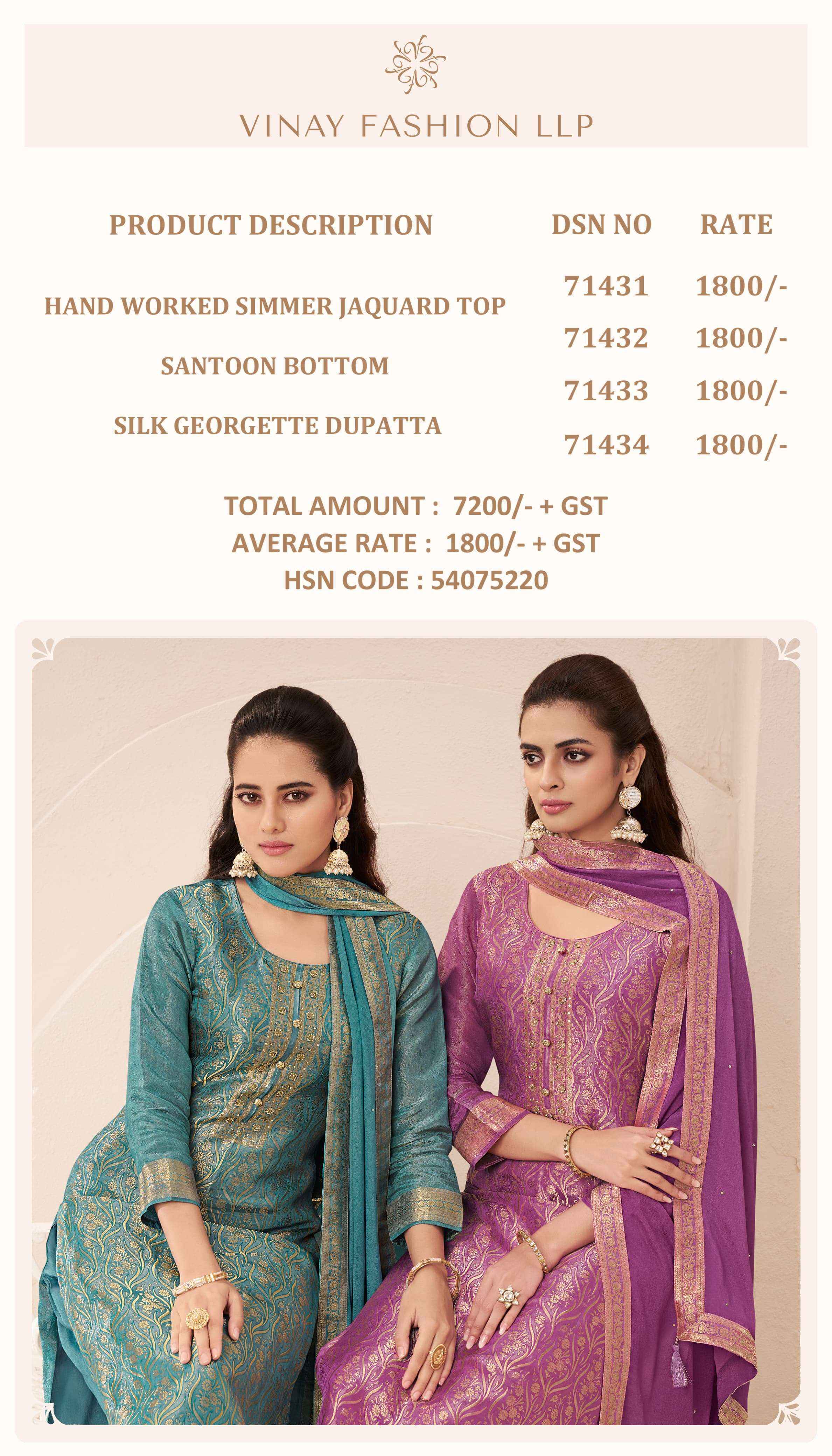 Vinay Fashion Kuleesh Star Partywear Jacquard Salwar Kameez Wholesale Price ( 4 Pcs Catalog )